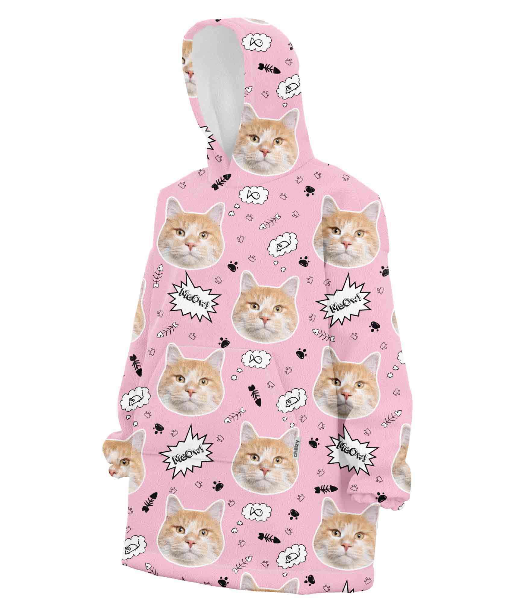 Your Cat Meow Personalised Hoodie Blanket