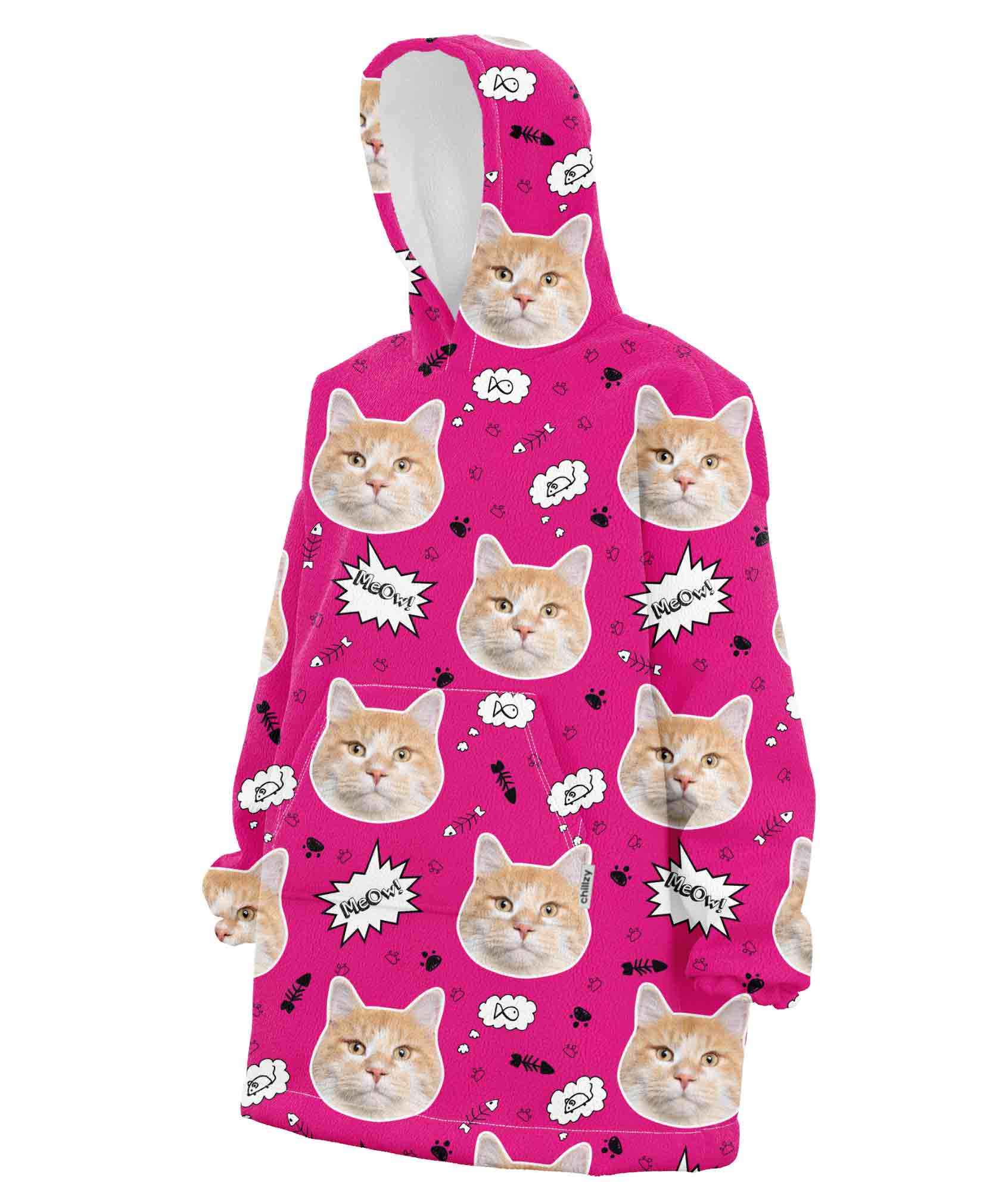 Your Cat Meow Personalised Hoodie Blanket