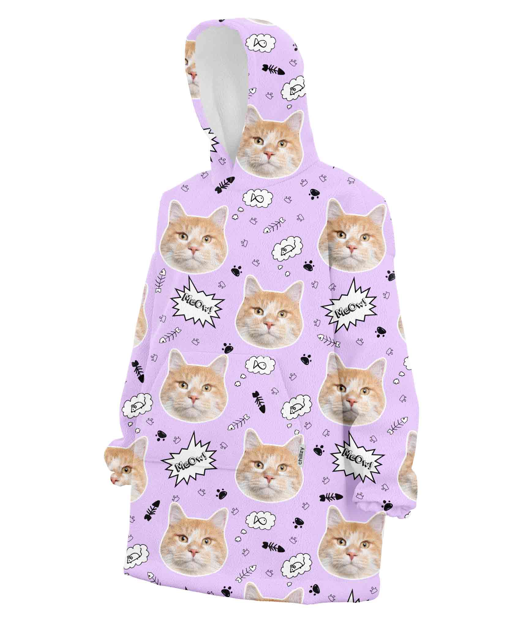 Your Cat Meow Personalised Hoodie Blanket