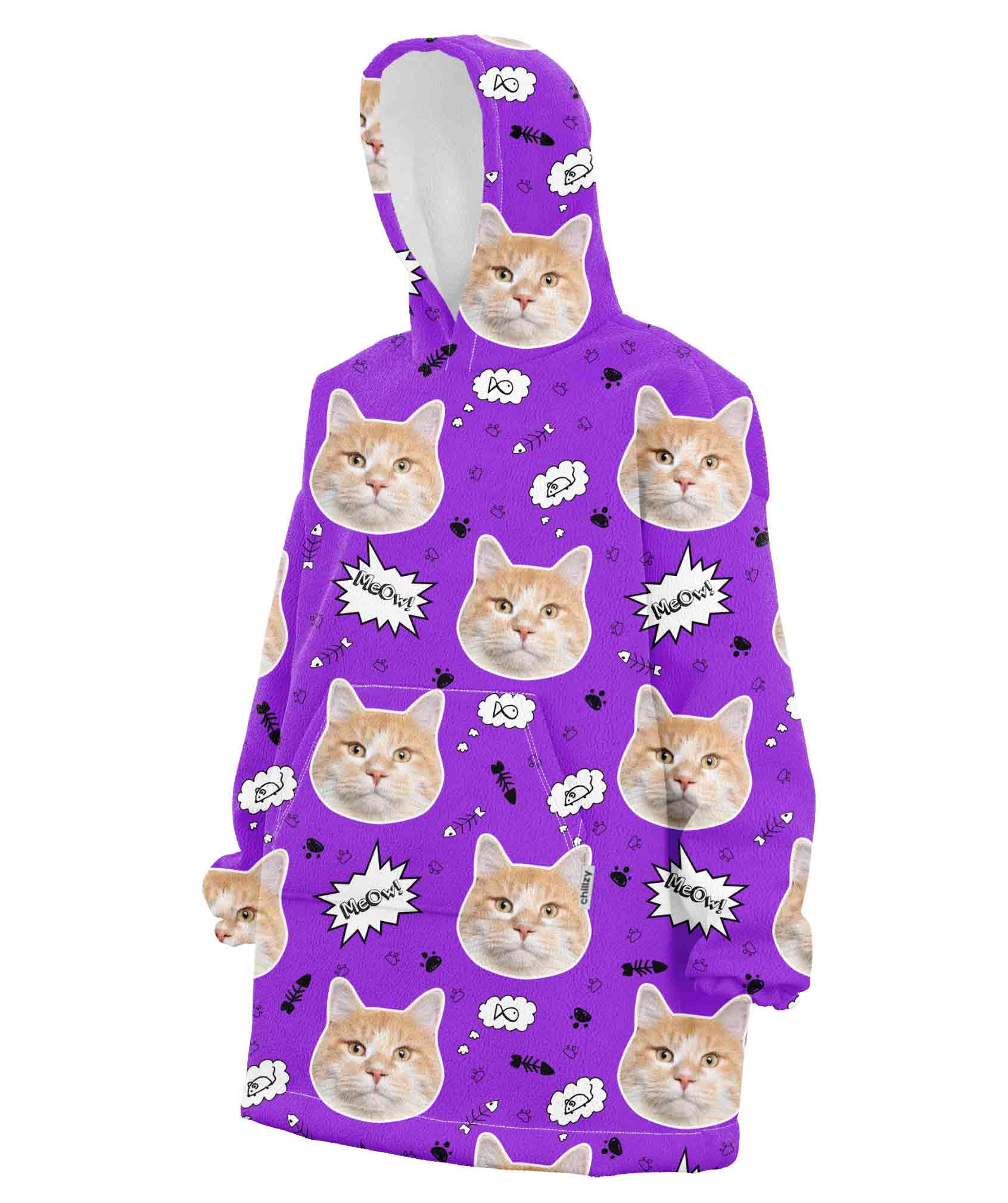 Your Cat Meow Personalised Hoodie Blanket