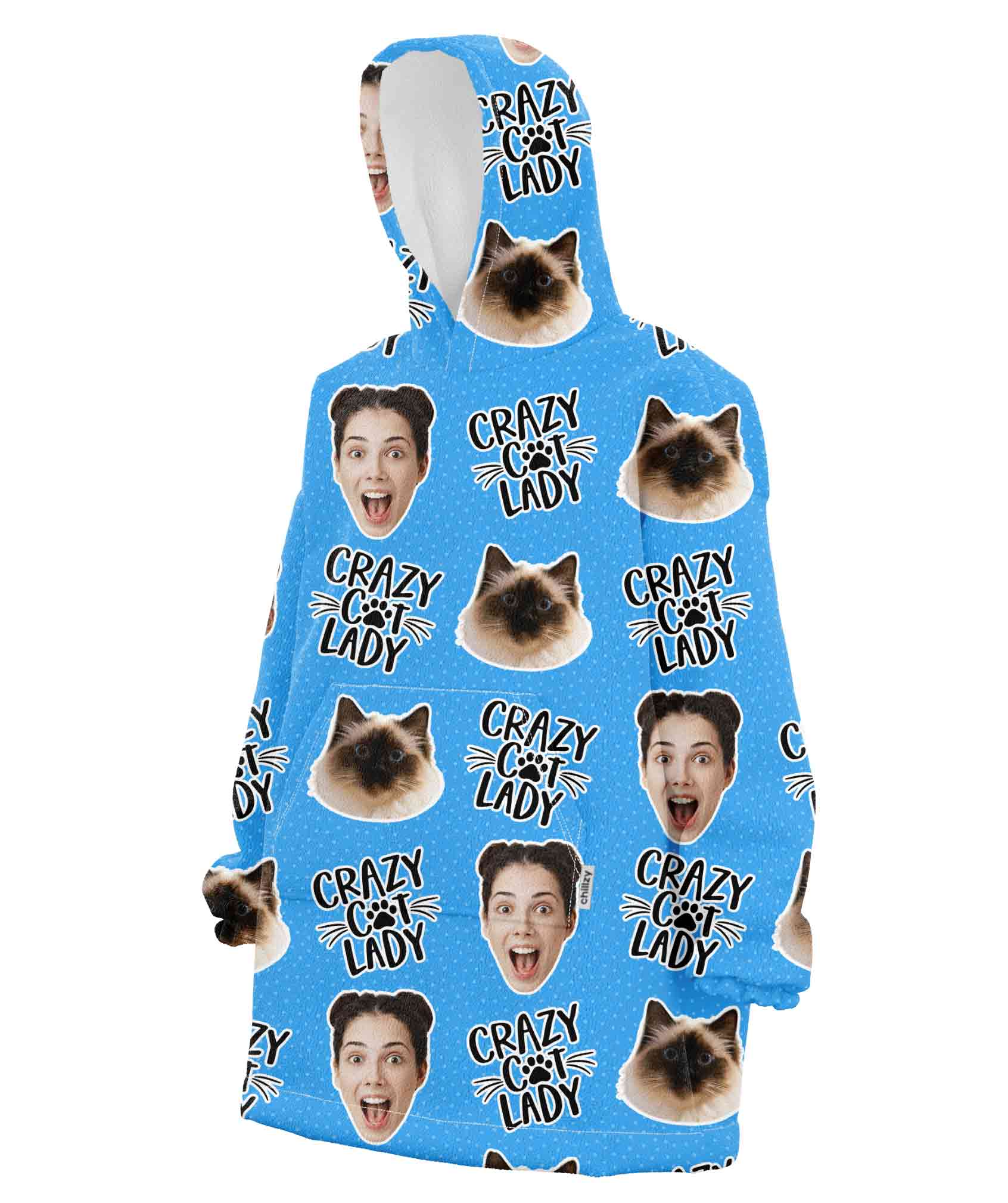 Crazy Cat Lady Personalised Hoodie Blanket