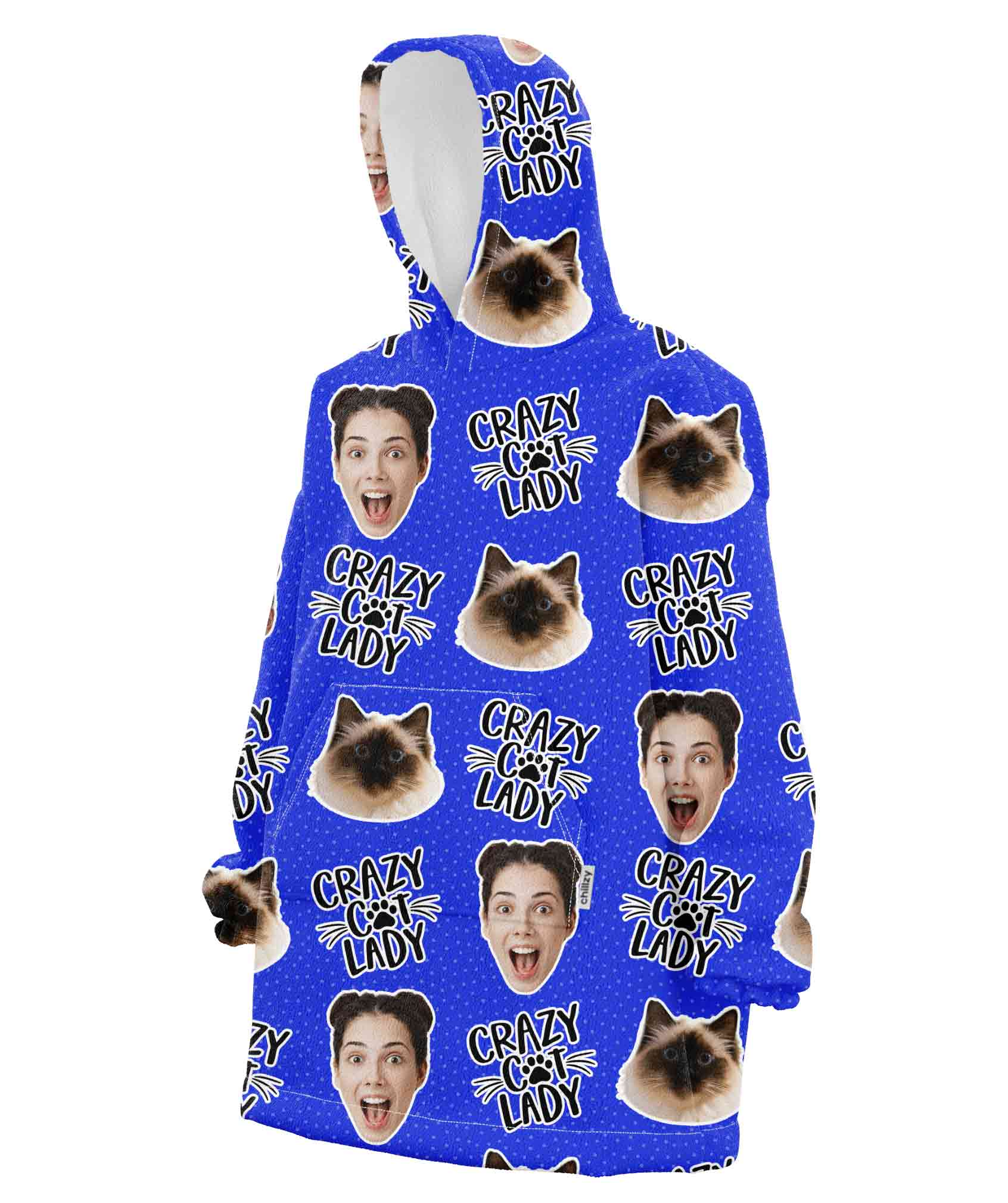 Crazy Cat Lady Personalised Hoodie Blanket