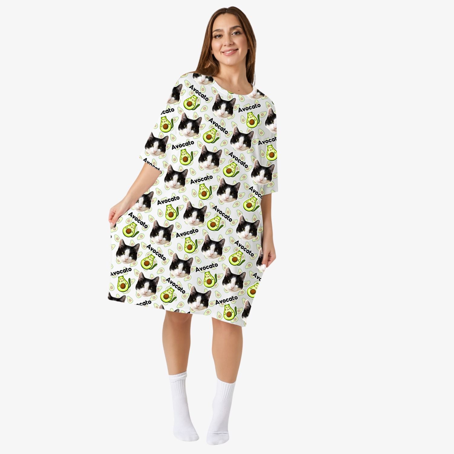 Avocato Cat Faces Custom Sleep Tee