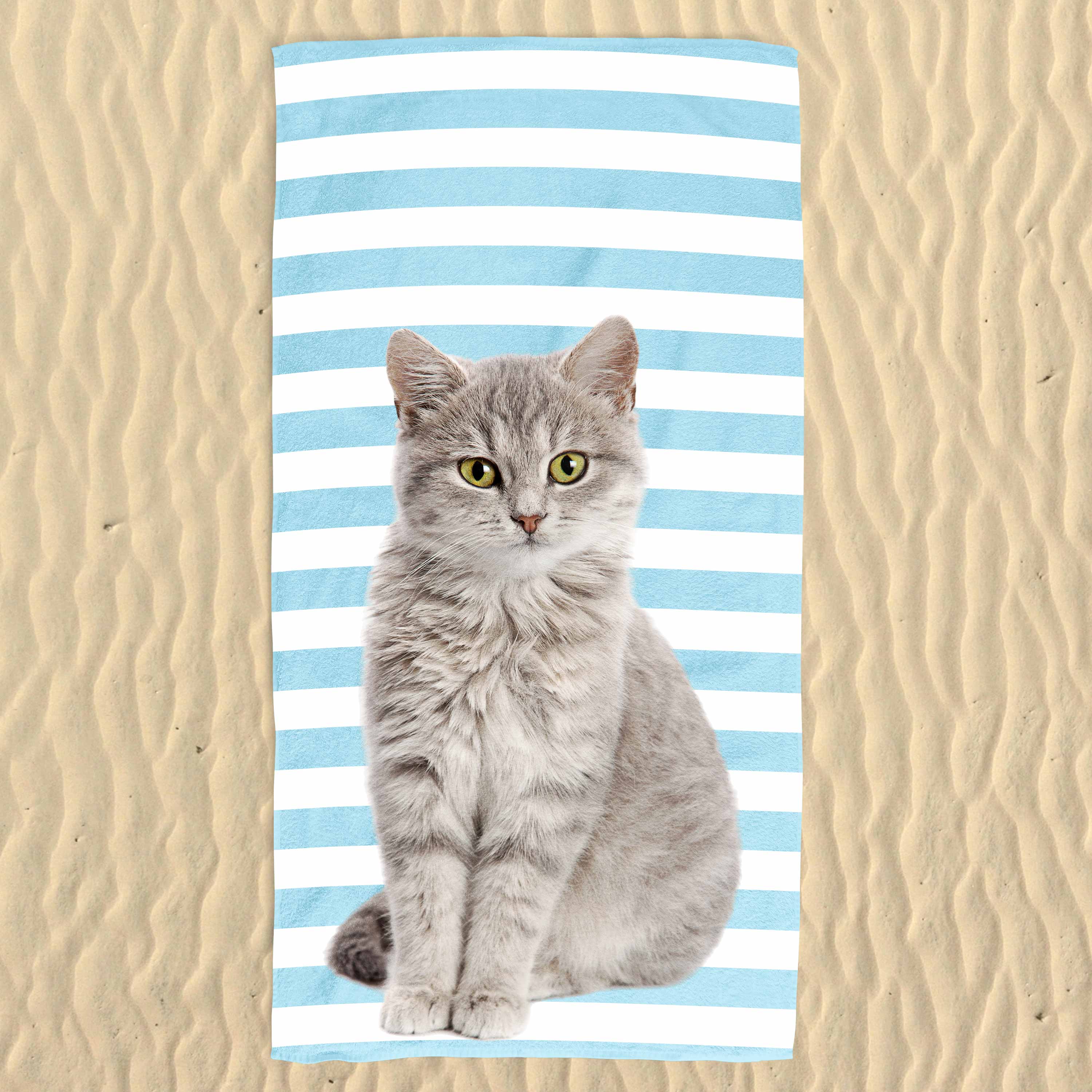 Your Cat Stripe Pattern Beach Towel