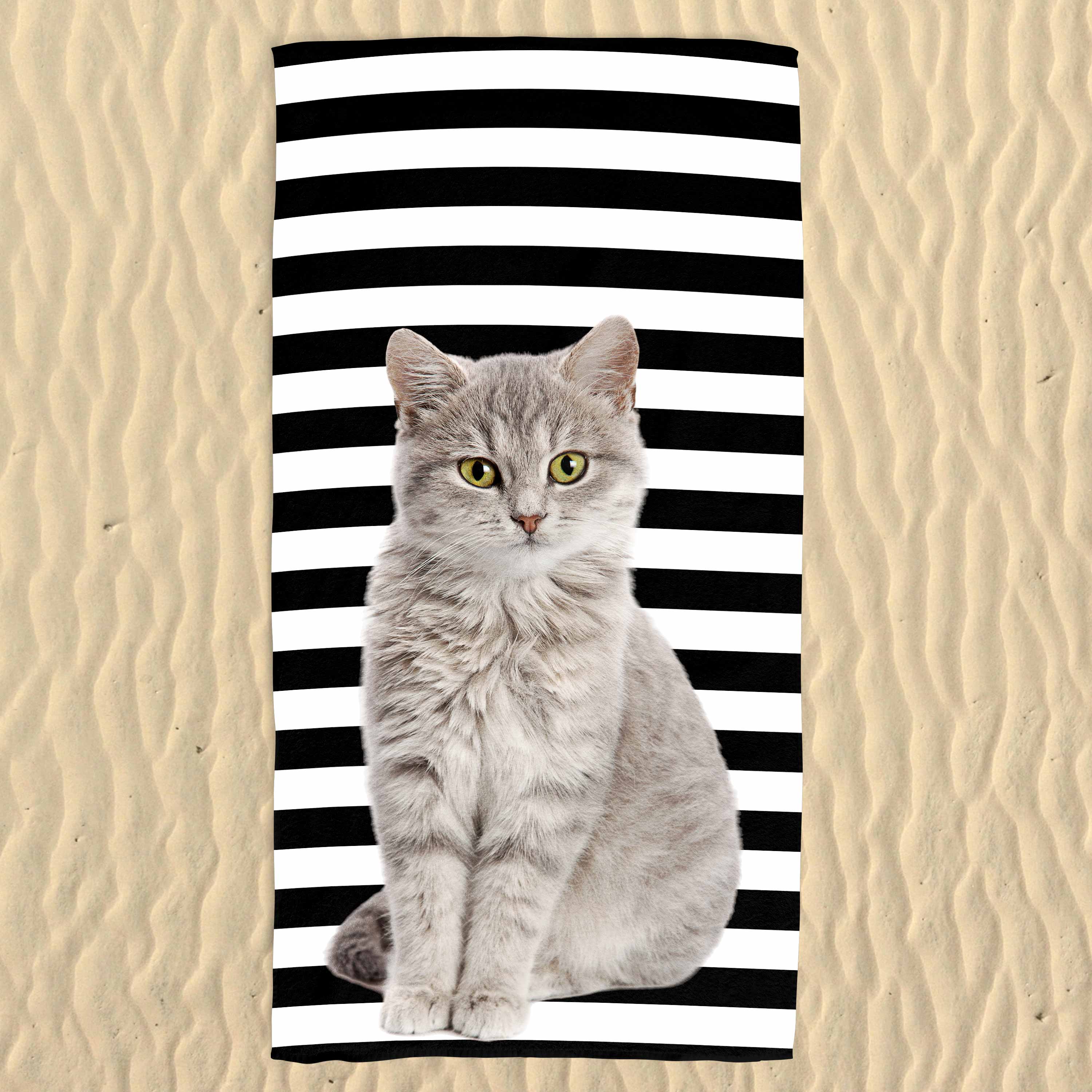 Your Cat Stripe Pattern Beach Towel