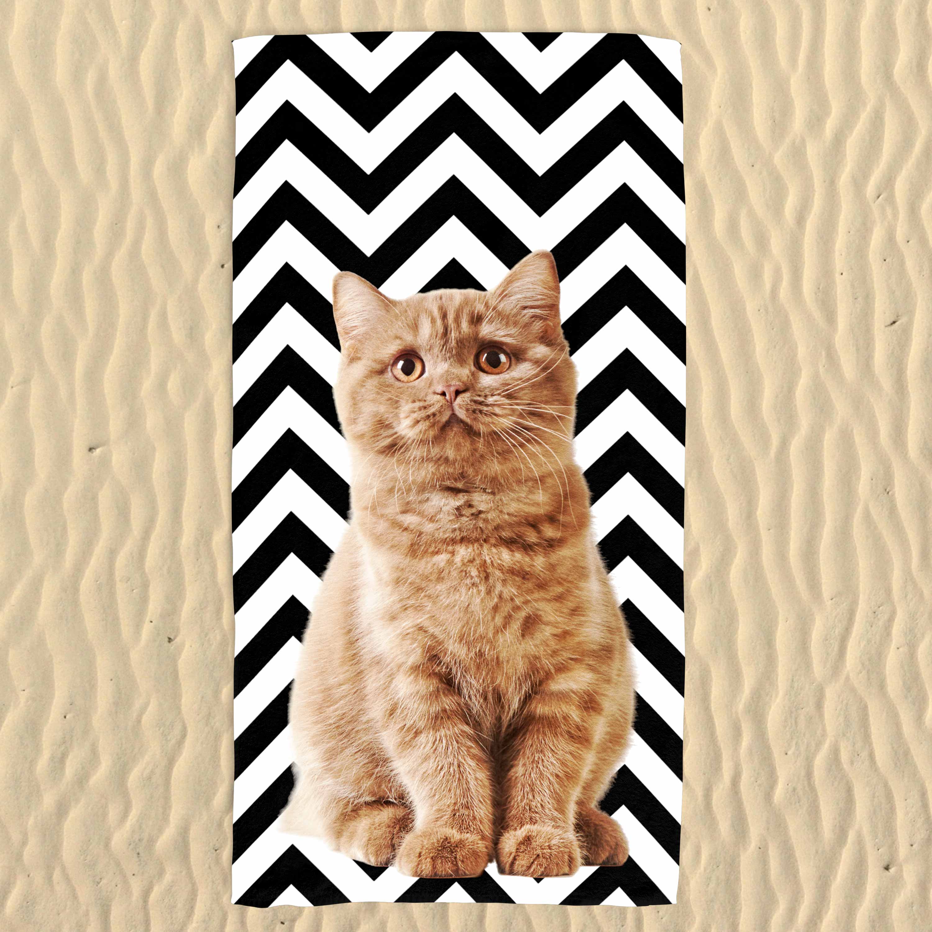 Your Cat Zig Zag Pattern Beach Towel