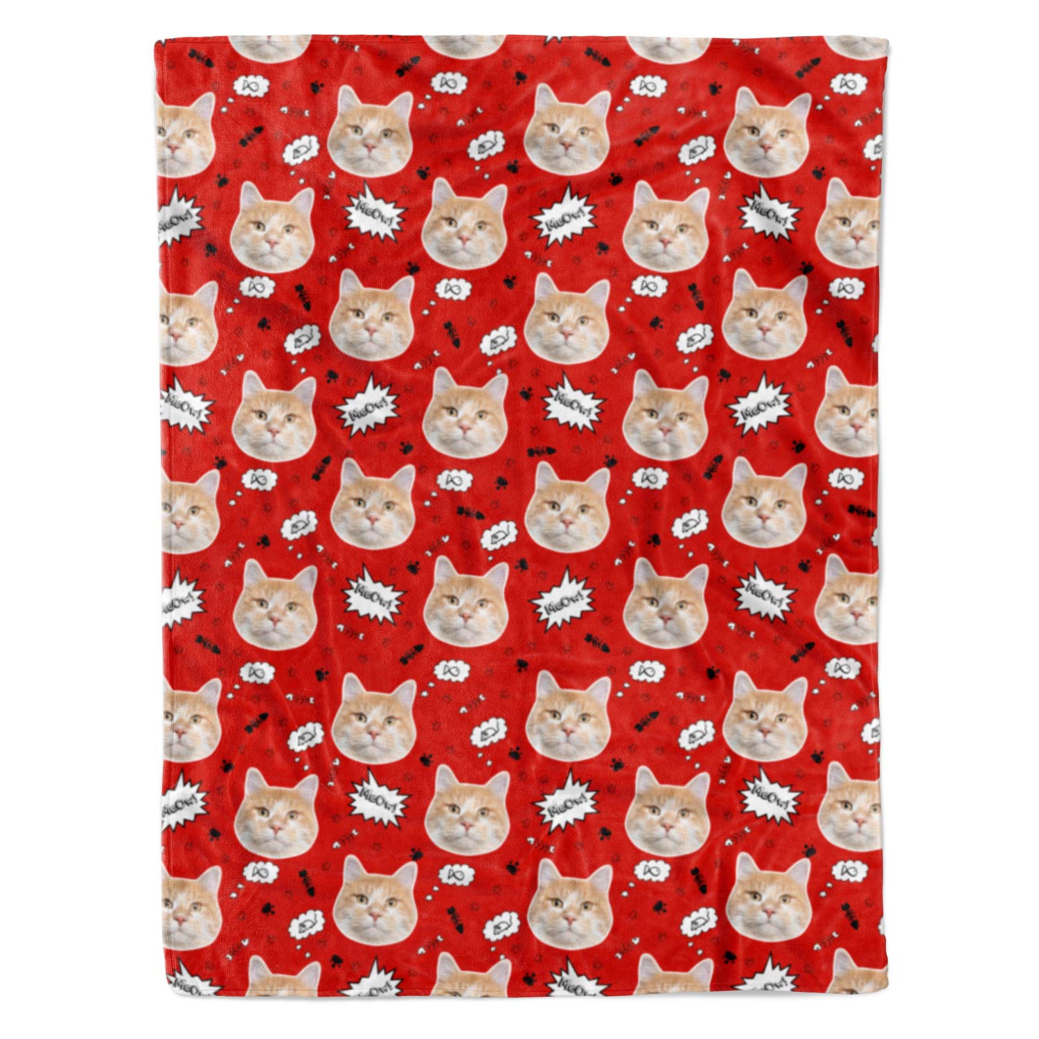 Meow Doodle Print Cat Personalised Blanket