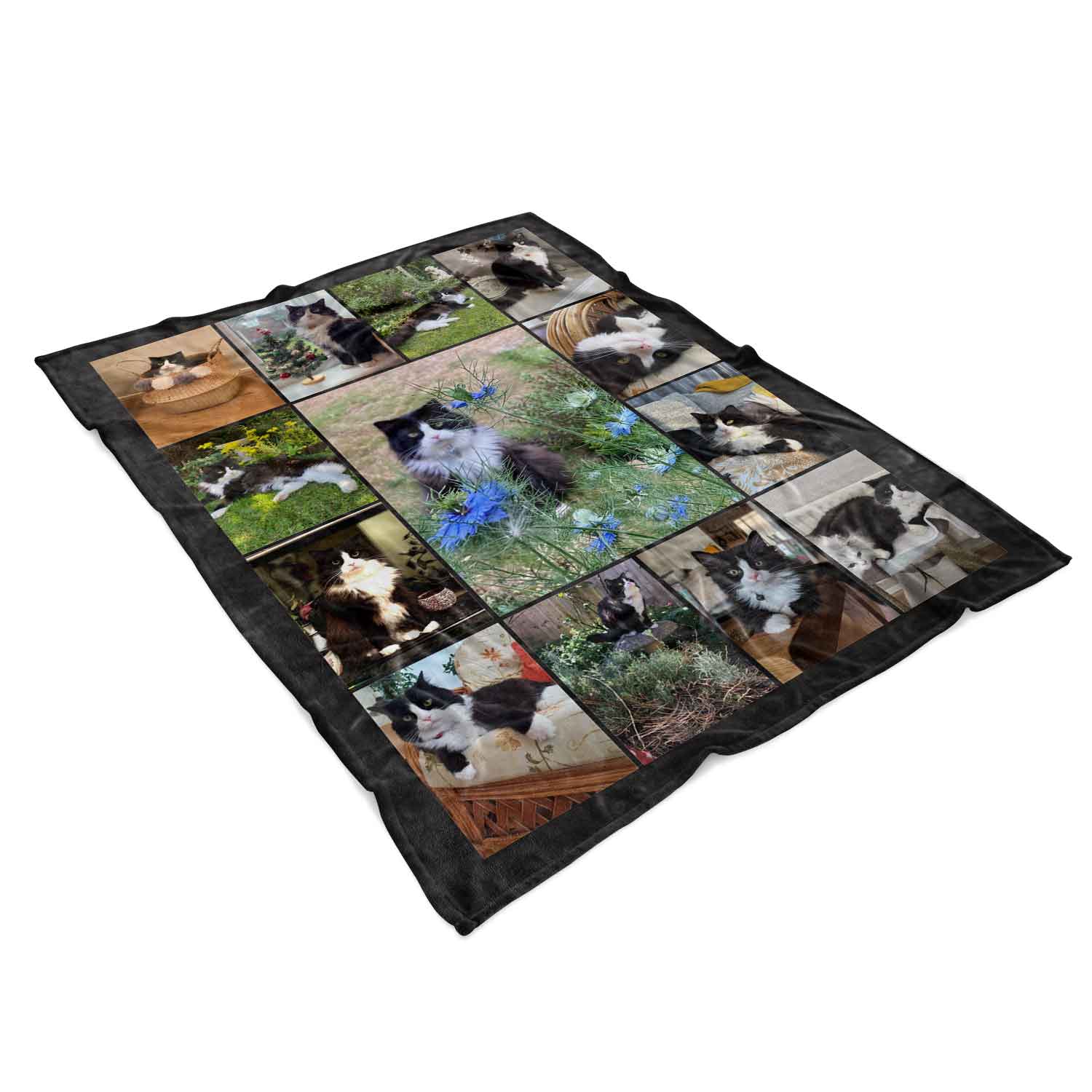 Photo Collage Personalised Cat Blanket With 13 Images