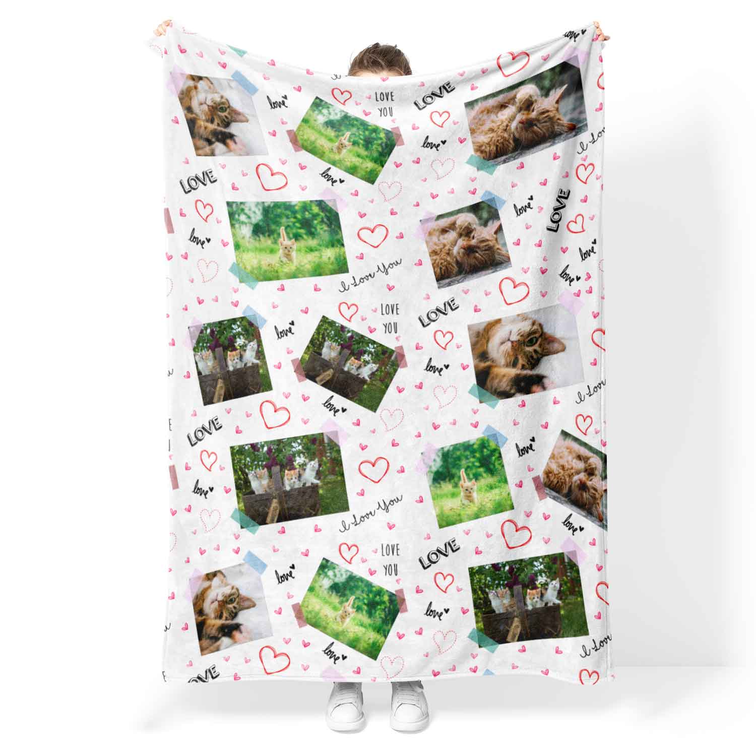 Love Scrap Book Collage Personalised Cat Blanket