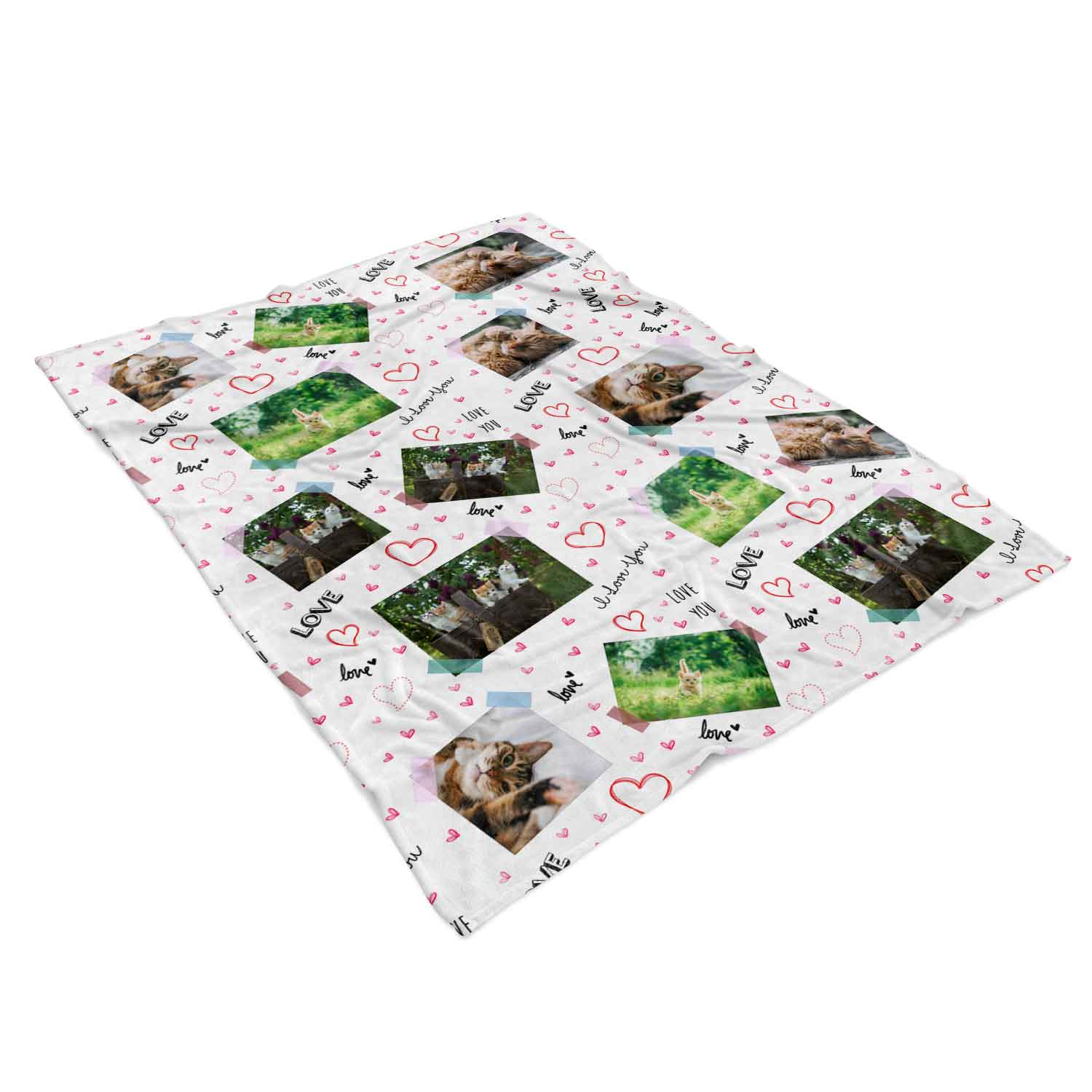 Love Scrap Book Collage Personalised Cat Blanket