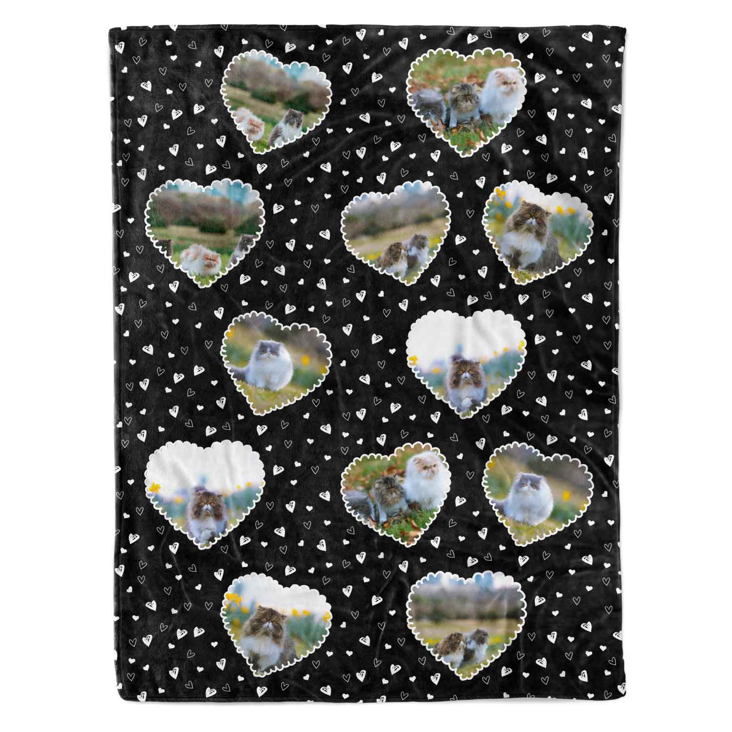 Lace Heart Collage Personalised Cat Blanket