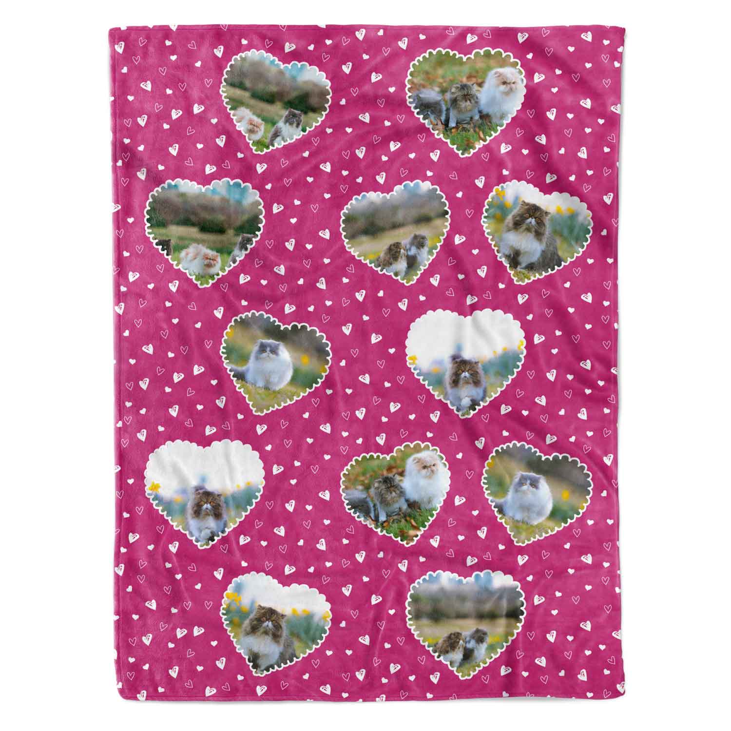 Lace Heart Collage Personalised Cat Blanket