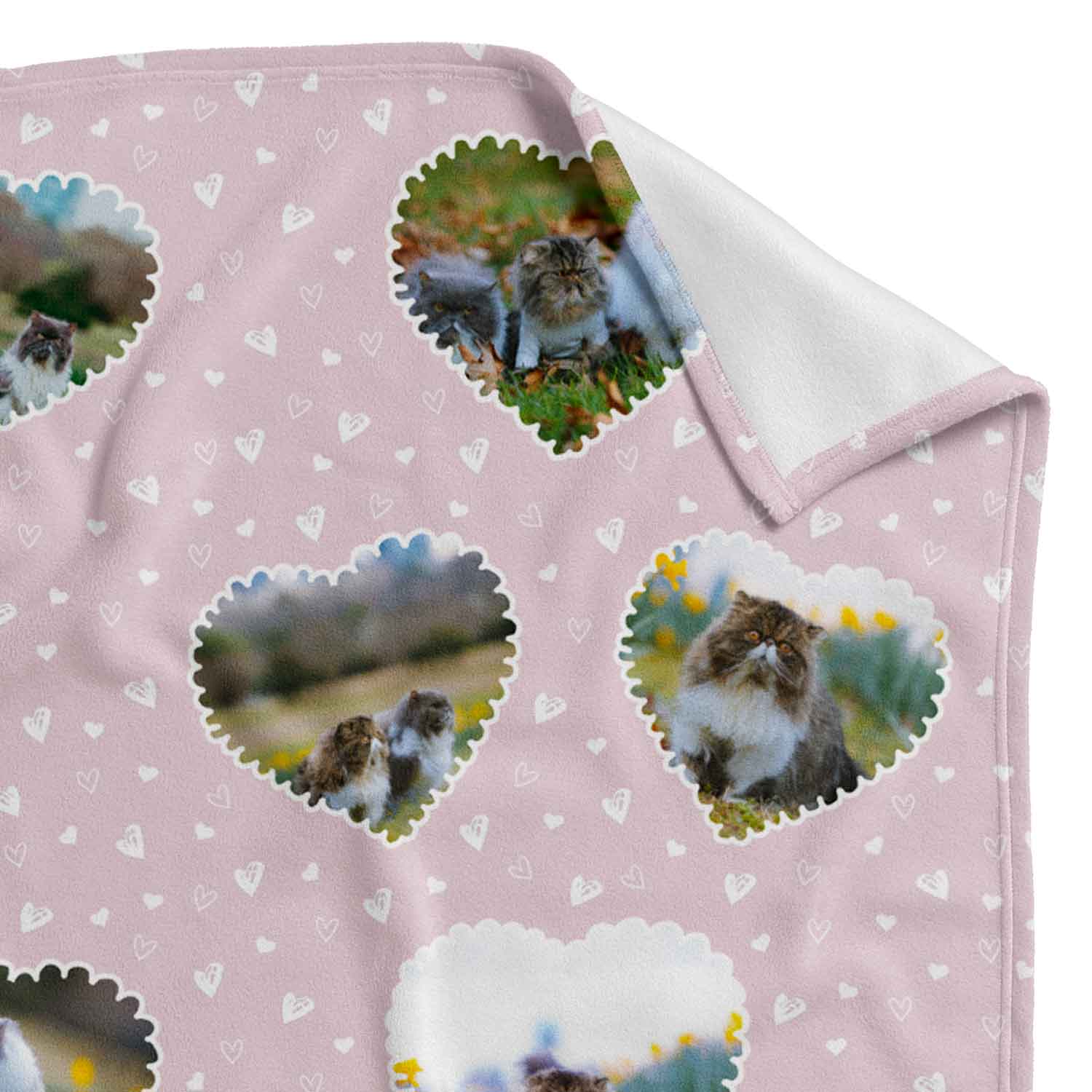 Lace Heart Collage Personalised Cat Blanket