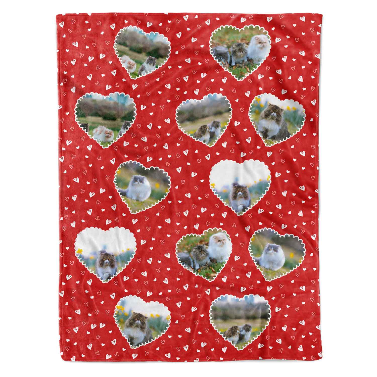 Lace Heart Collage Personalised Cat Blanket