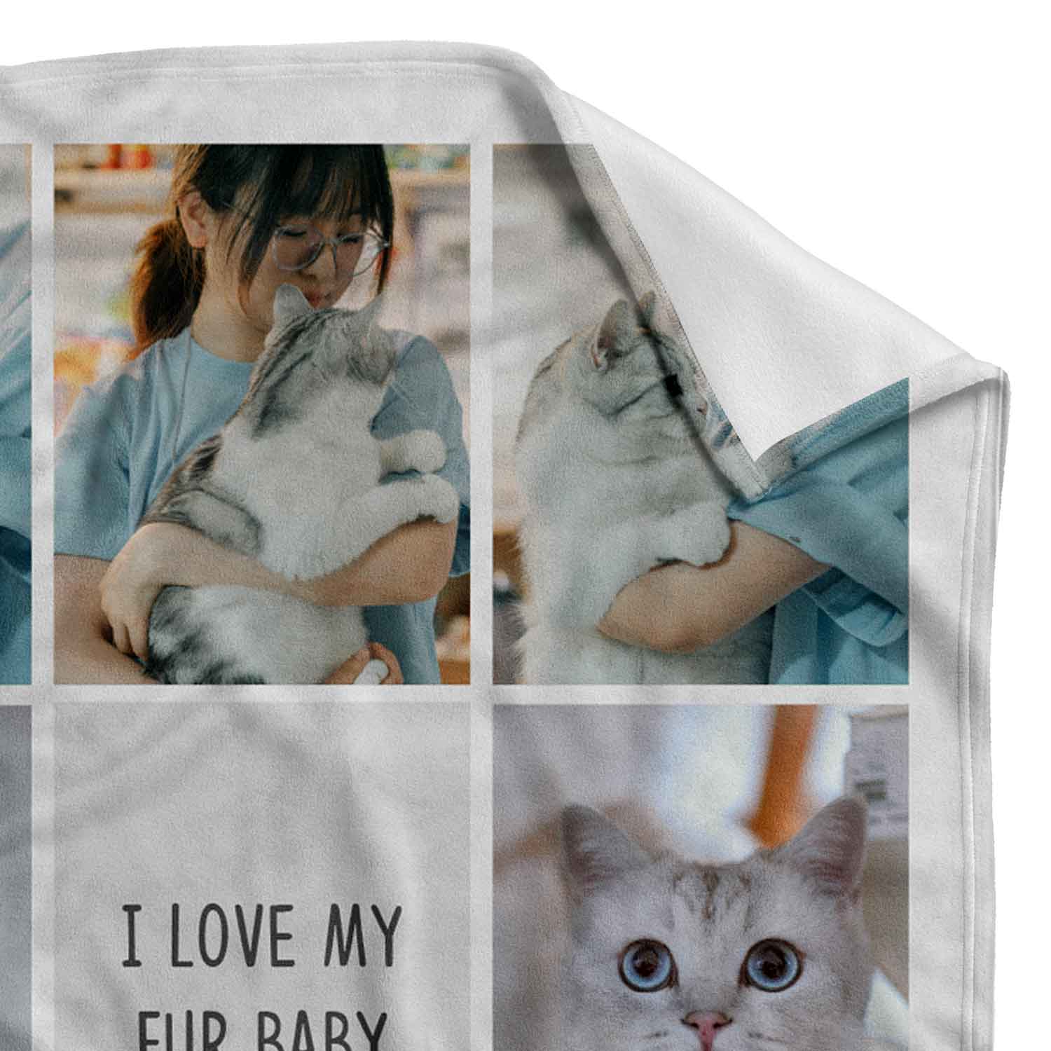 8 Photo Collage Personalised Cat Blanket With Custom Text