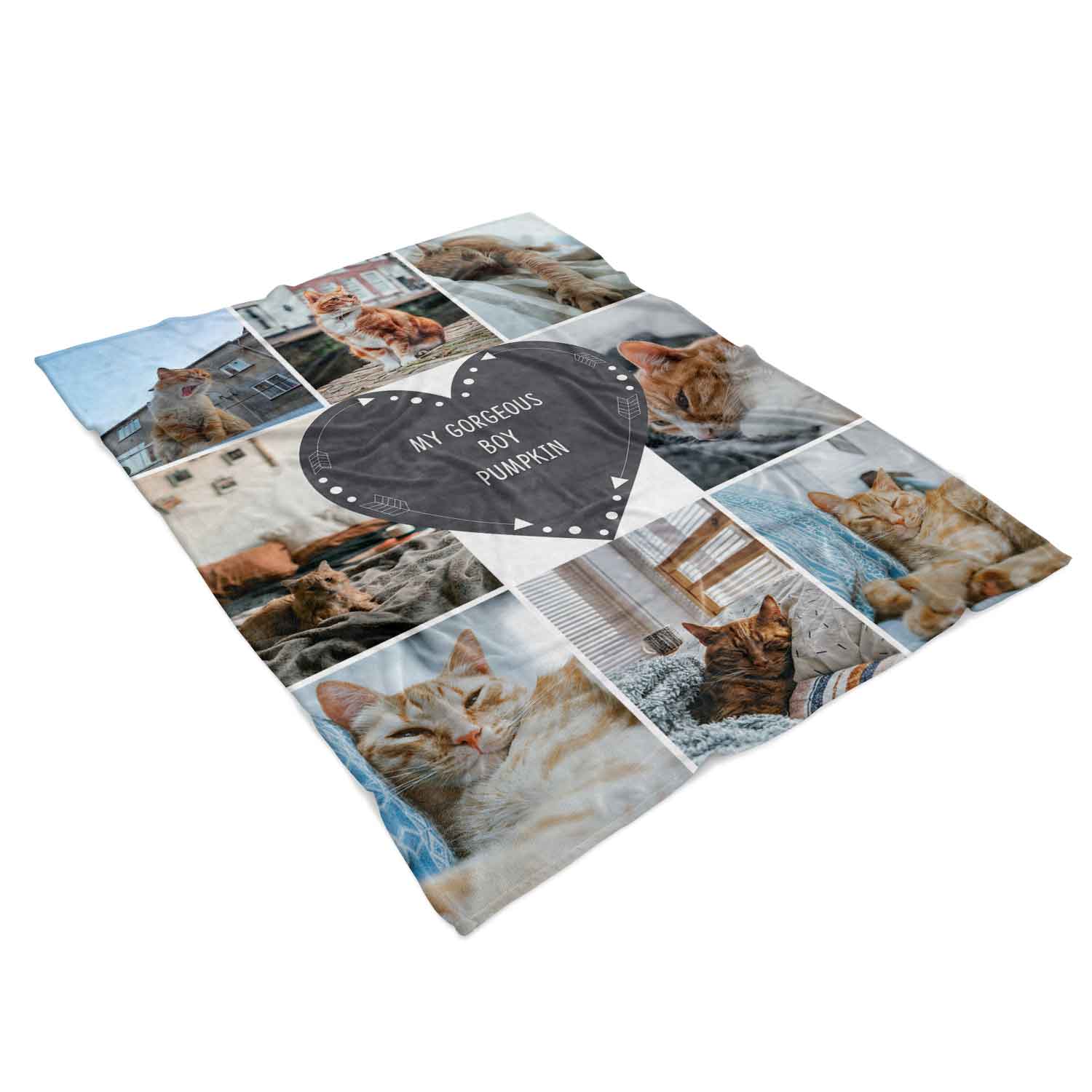 Photo Collage Personalised Blanket With Custom Heart Text