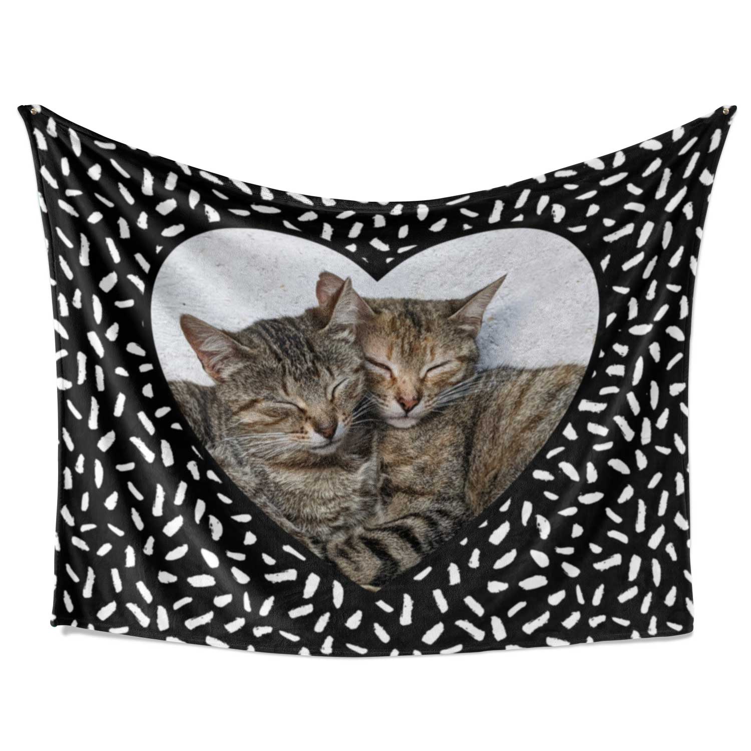Doodle Heart Shaped Photo Frame Personalised Cat Blanket