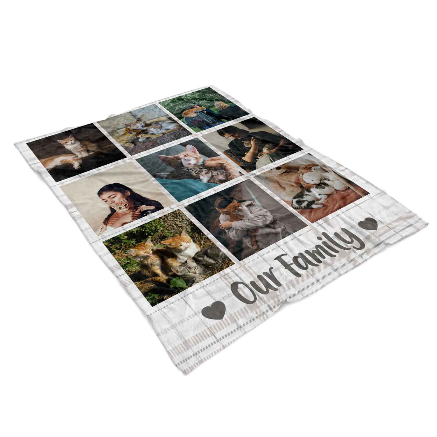 Our Family Photo Collage Personalised Cat Blanket