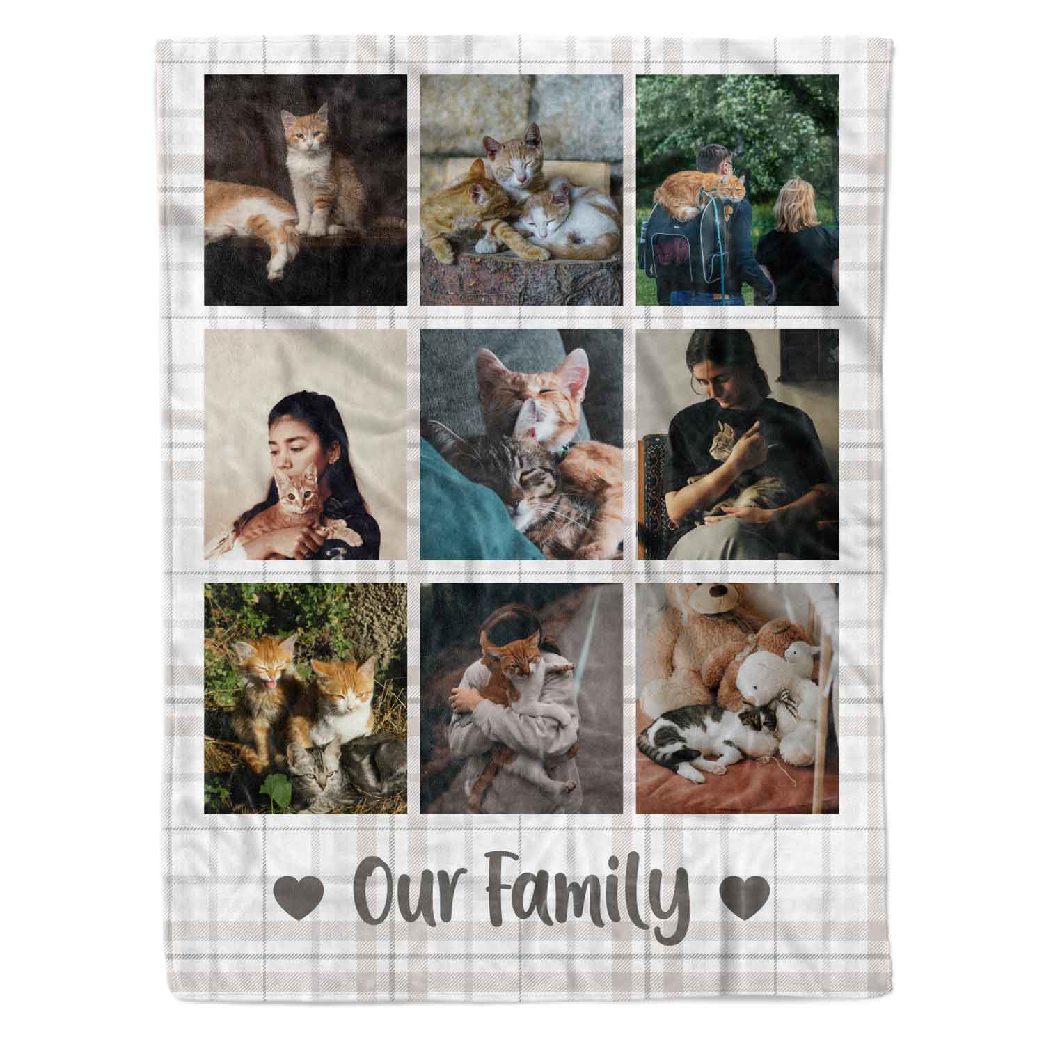 Our Family Photo Collage Personalised Cat Blanket