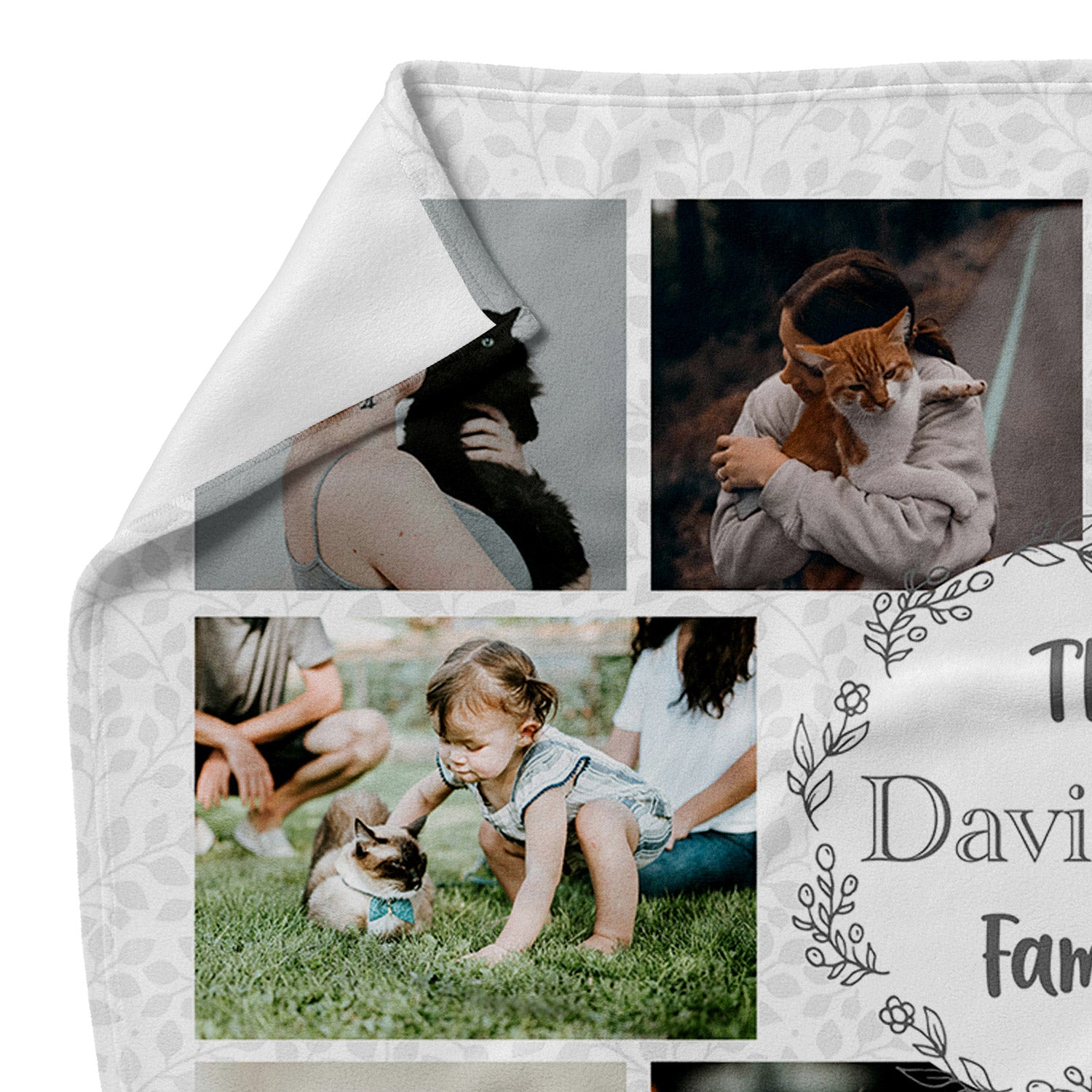 The (Surname) Family Photo Collage Personalised Cat Blanket