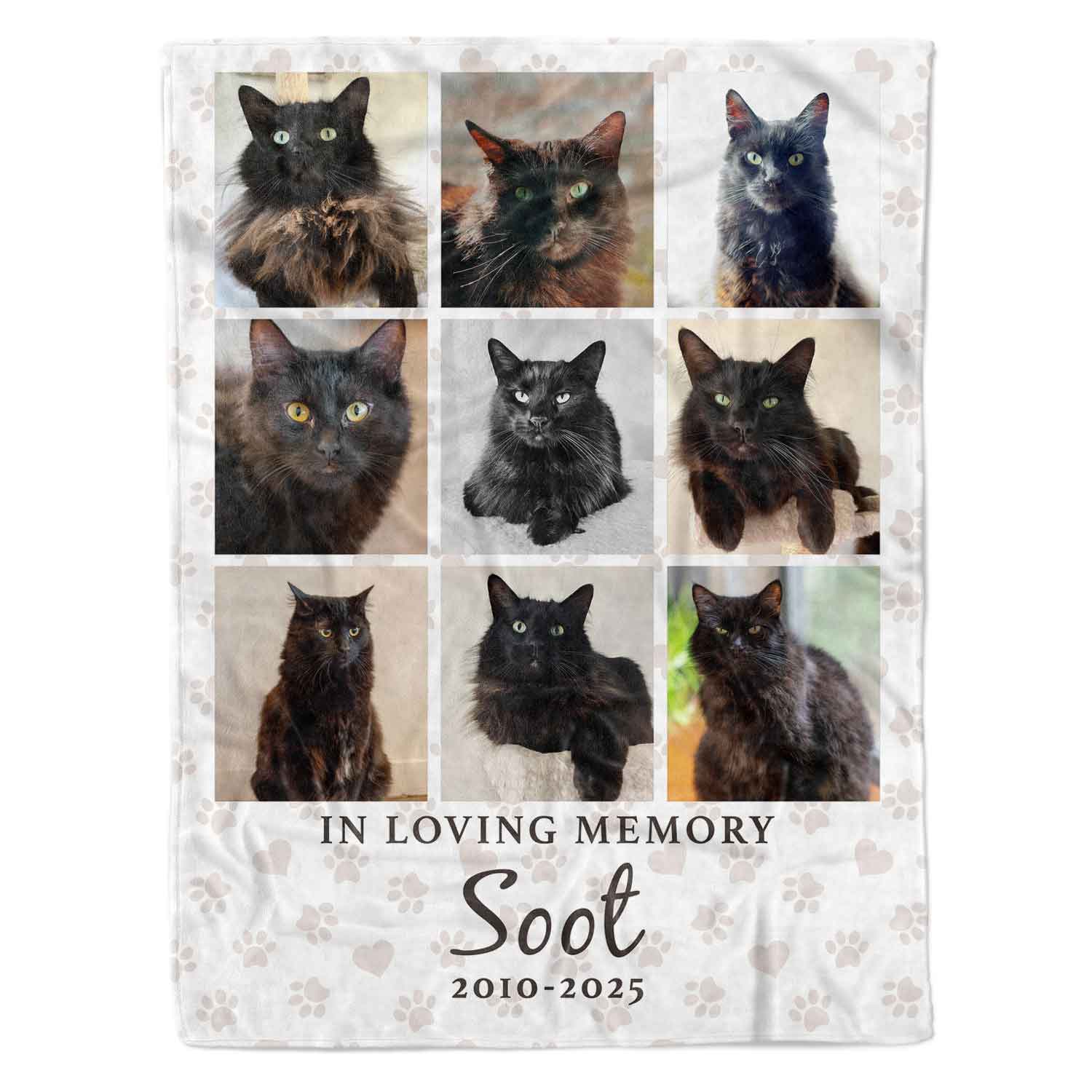 In Loving Memory (Cat Name) Photo Collage Memorial Blanket