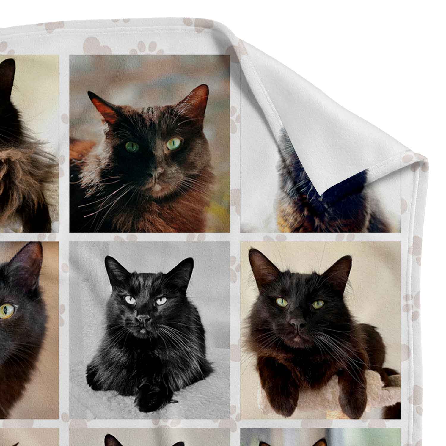 In Loving Memory (Cat Name) Photo Collage Memorial Blanket