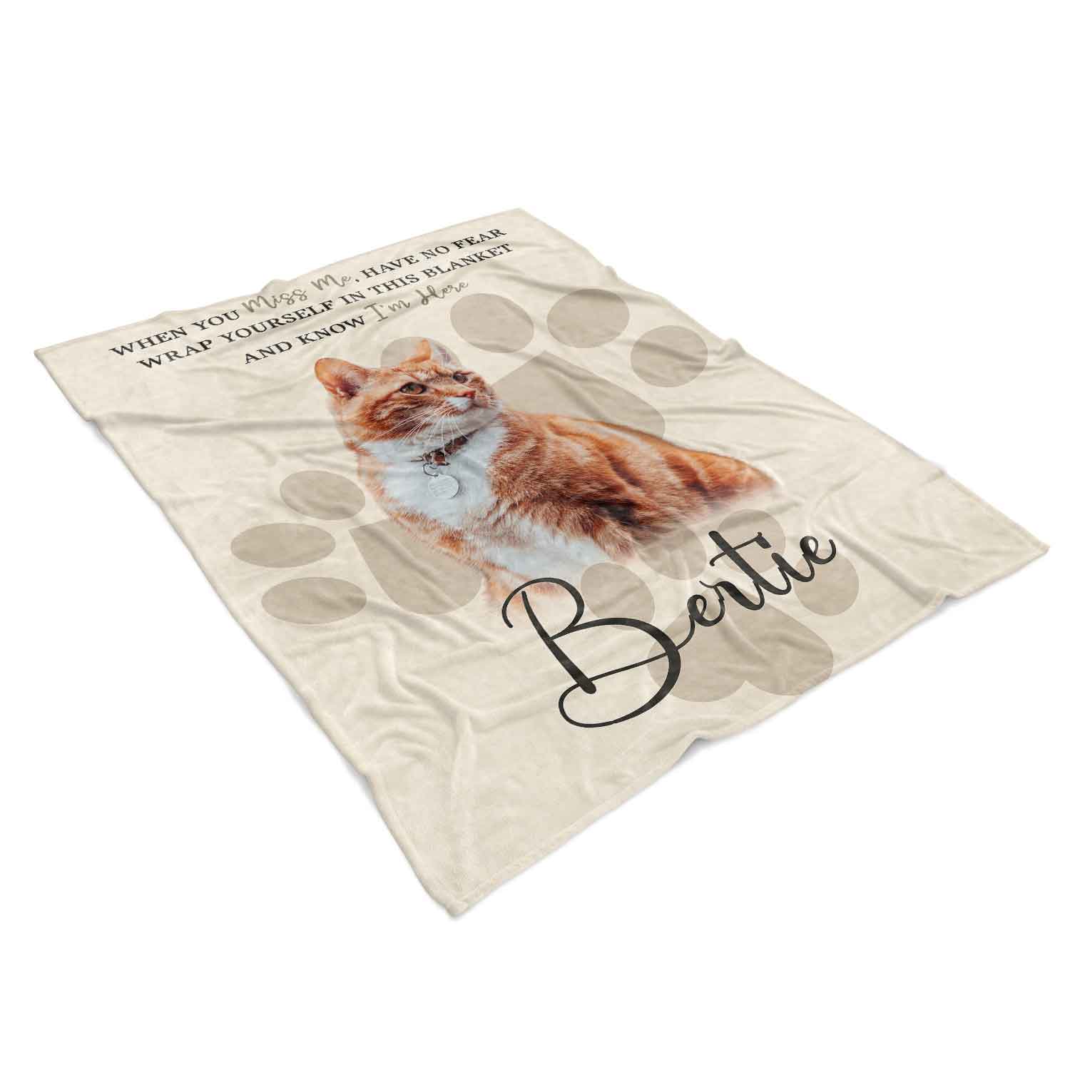 When You Miss Me Know I'm Here (Cat Name) Memorial Blanket