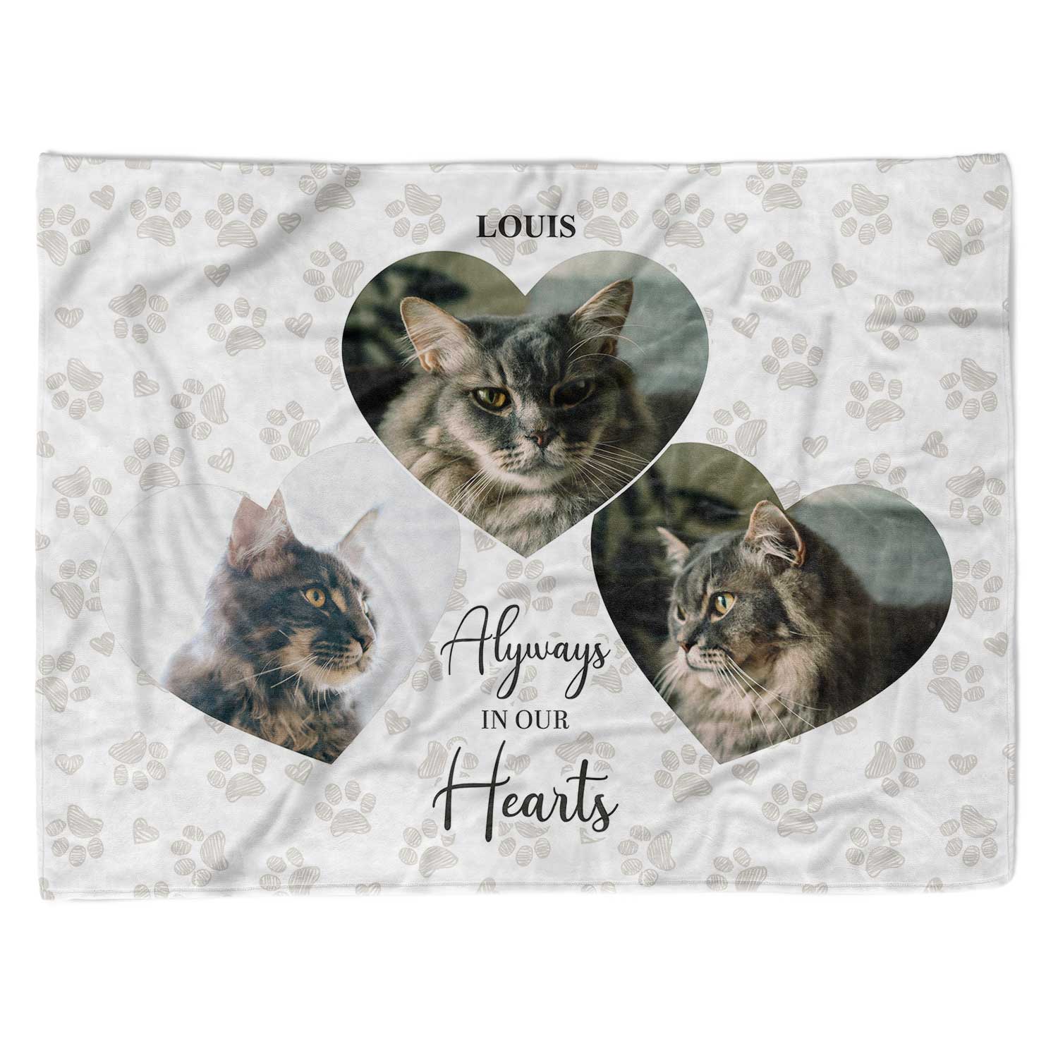 Always In Our Hearts Cat Photo Collage Memorial Blanket