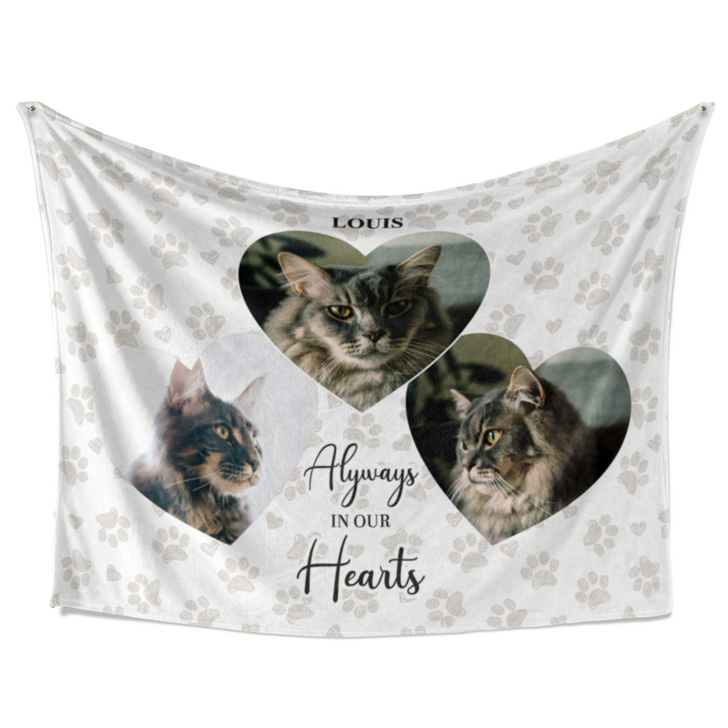 Always In Our Hearts Cat Photo Collage Memorial Blanket