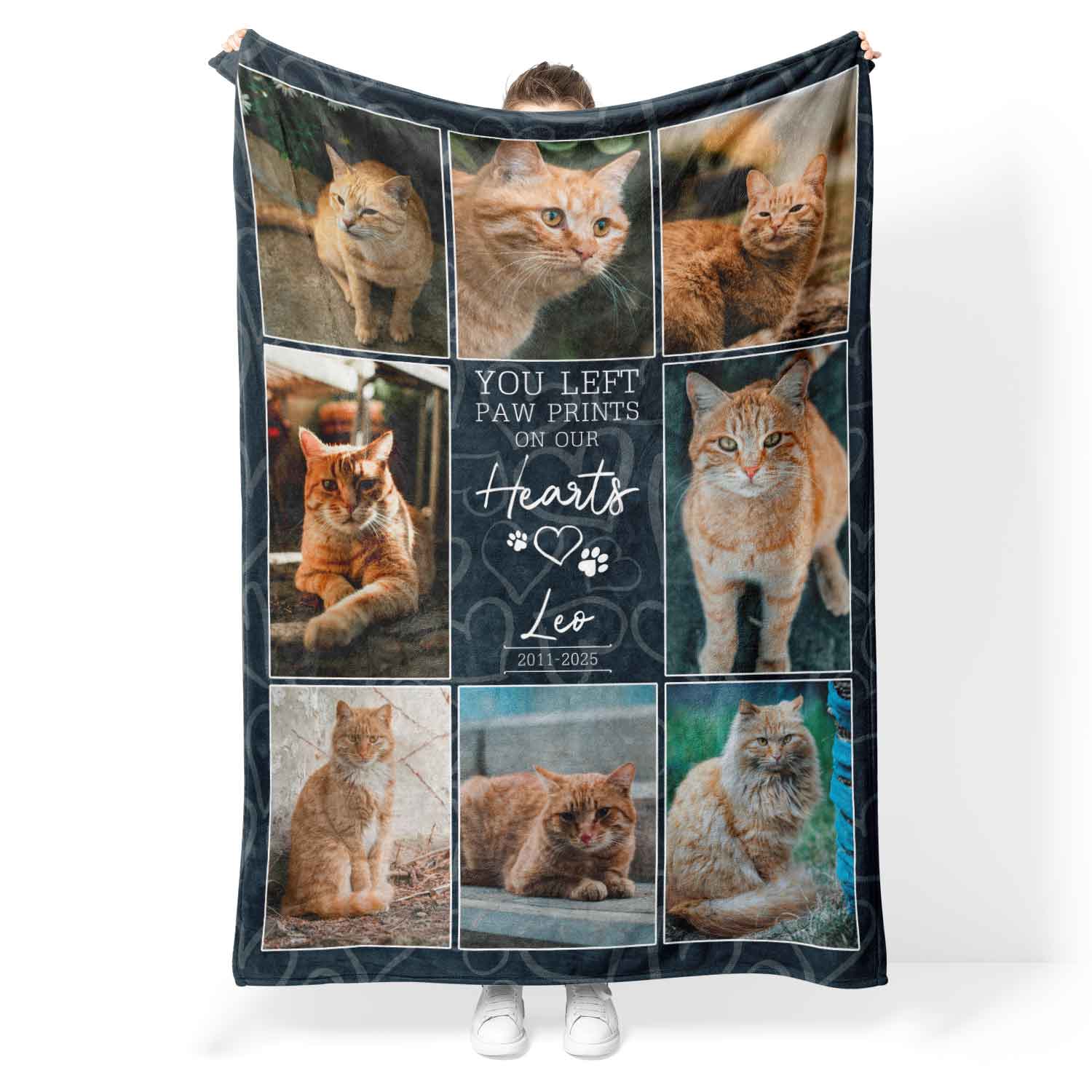 You Left Paw Prints On Our Hearts Cat Memorial Blanket