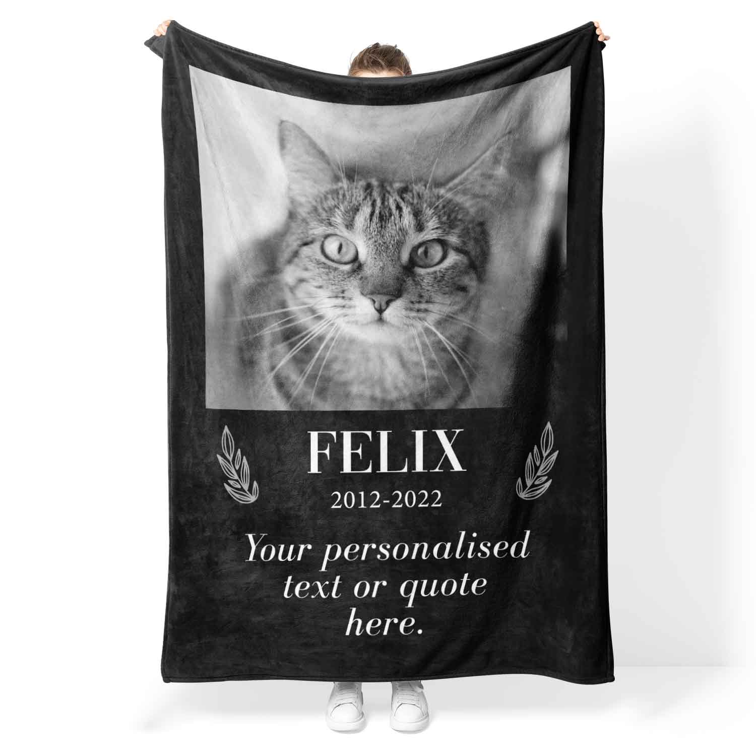 Personalised Cat Memorial Blanket With (Name & Quote)