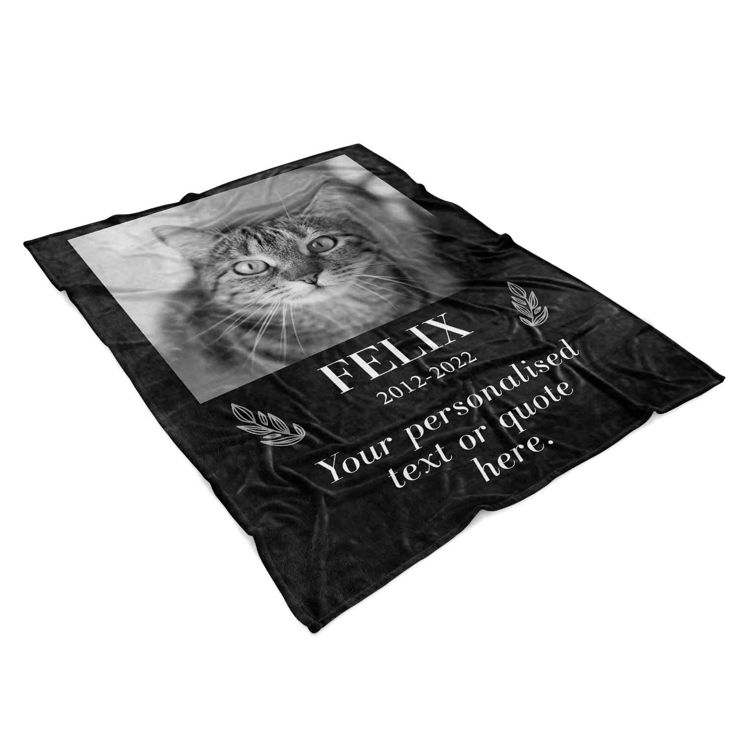 Personalised Cat Memorial Blanket With (Name & Quote)