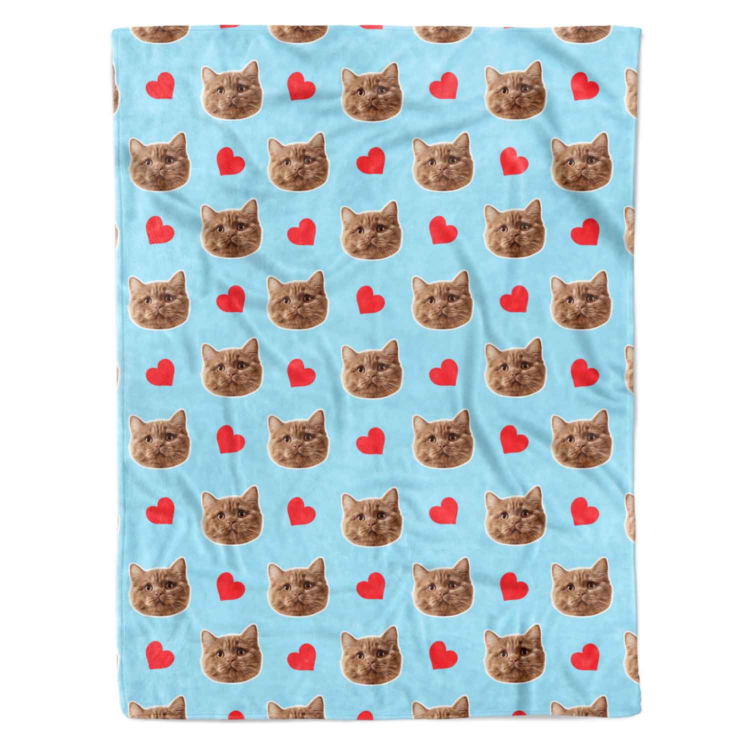 Your Cat Face Hearts Personalised Blanket