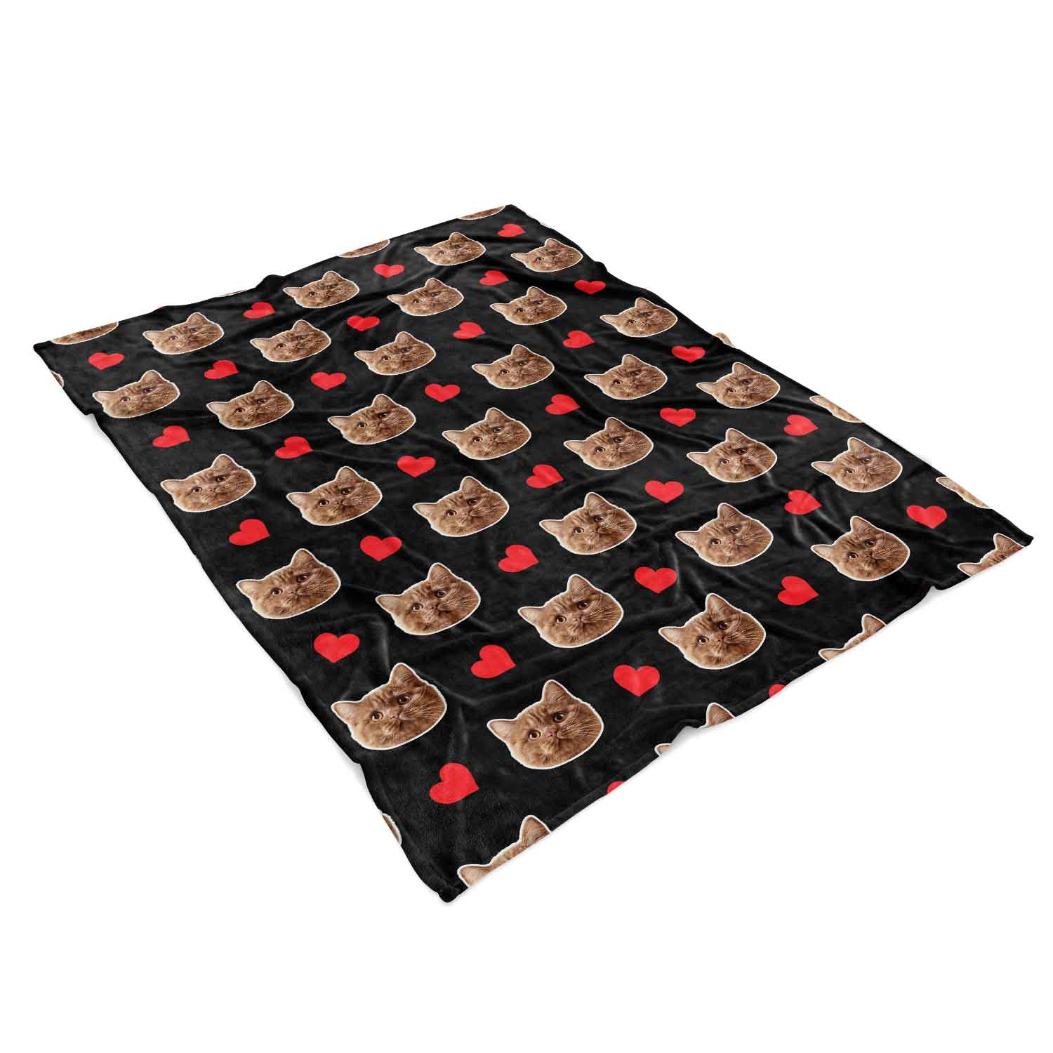 Your Cat Face Hearts Personalised Blanket
