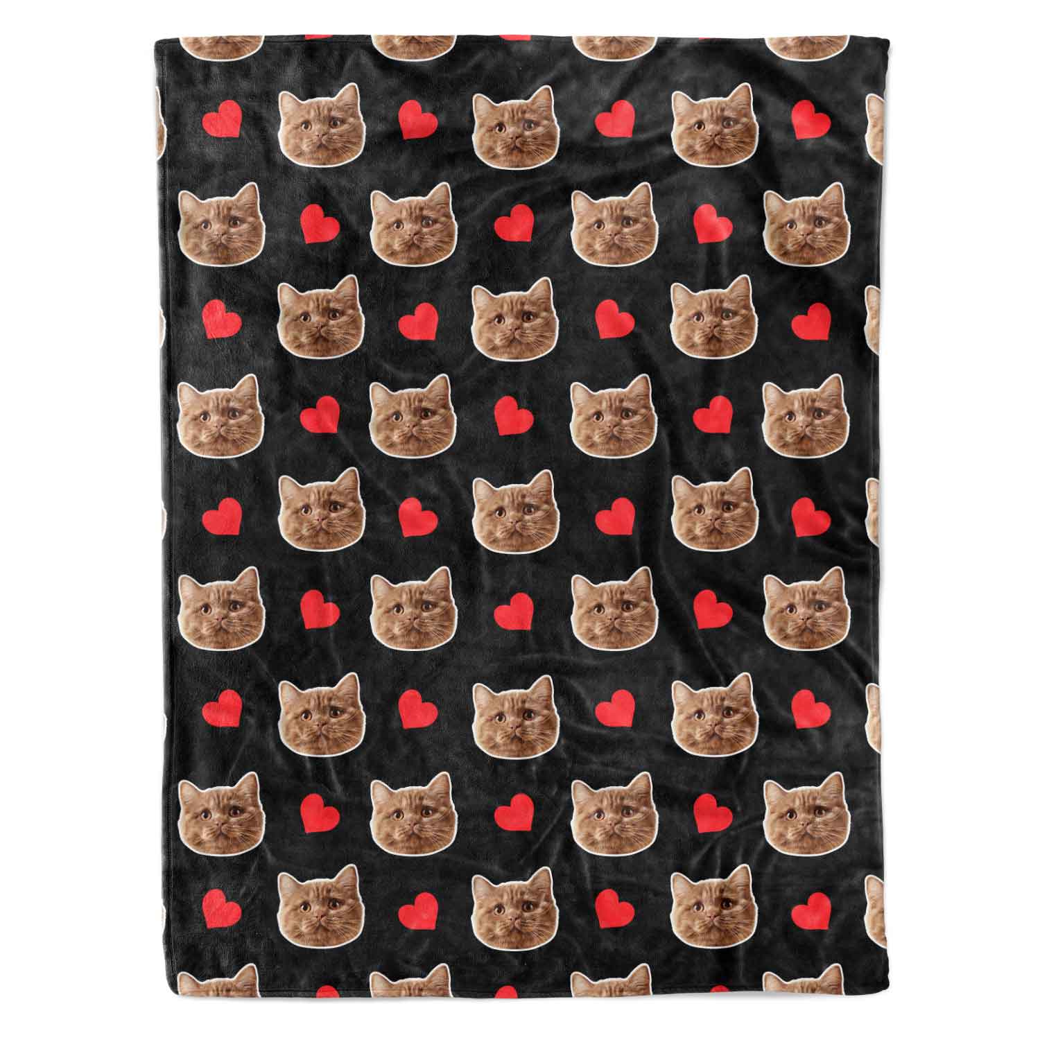 Your Cat Face Hearts Personalised Blanket