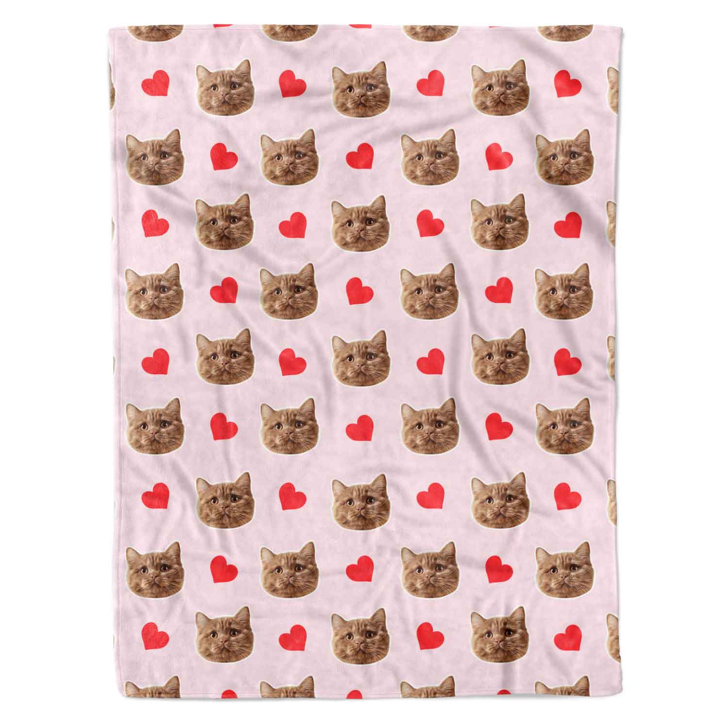Your Cat Face Hearts Personalised Blanket