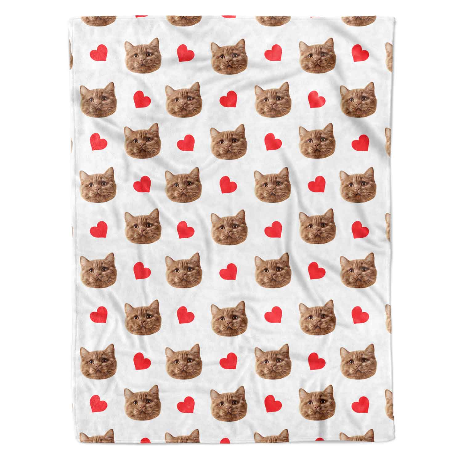 Your Cat Face Hearts Personalised Blanket