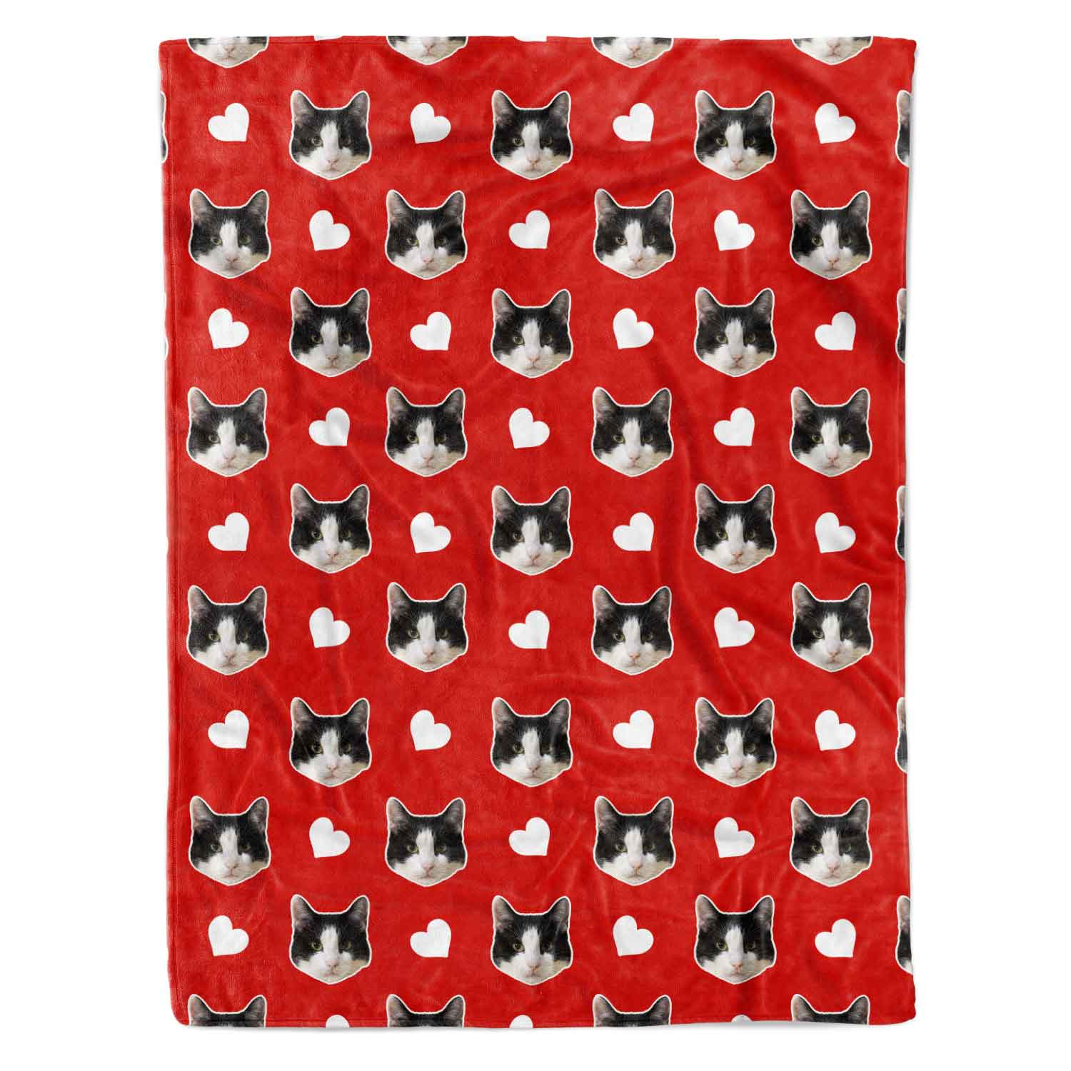 Hearts Pattern Red Personalised Cat Blanket