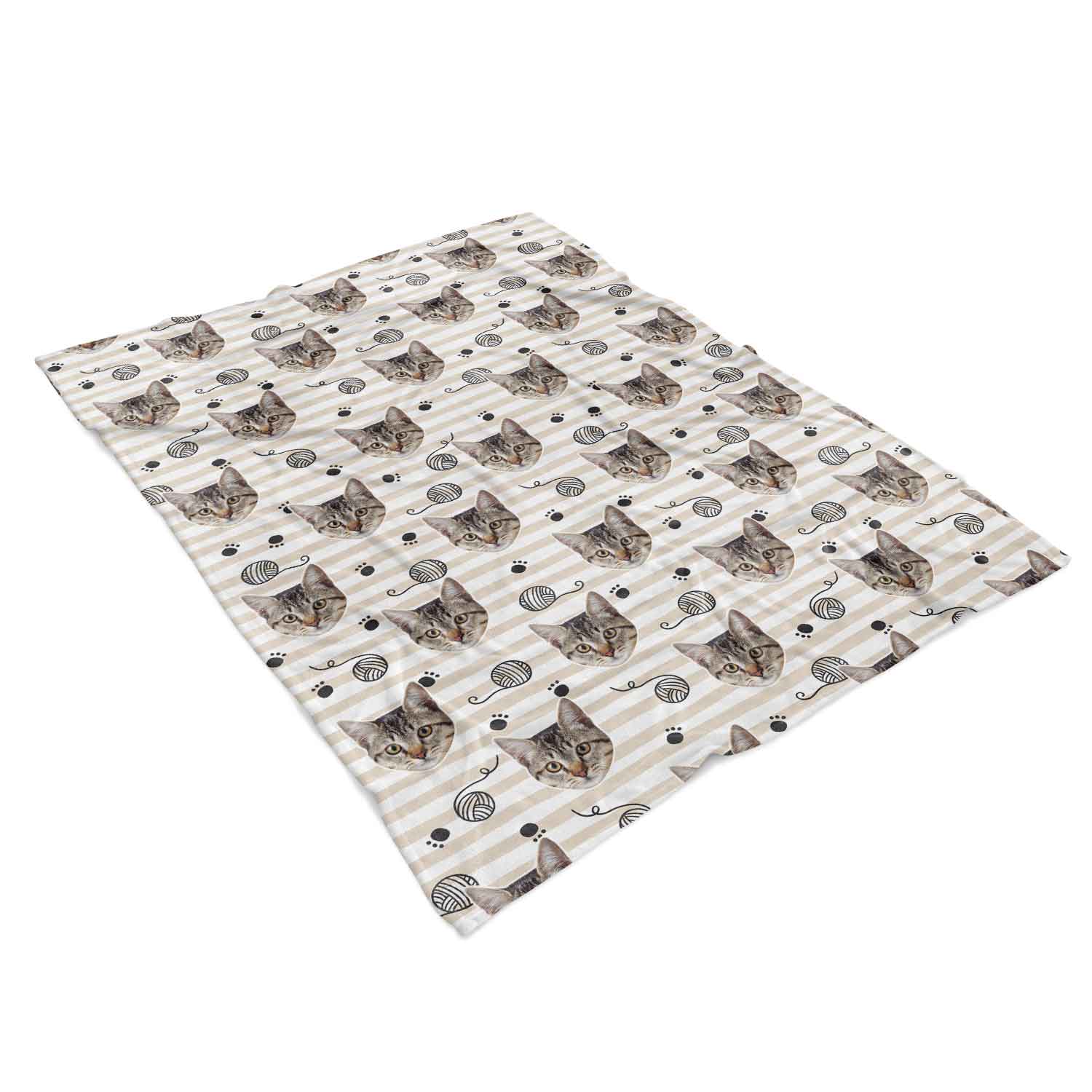 Yarn & Cat Paw Prints Personalised Blanket
