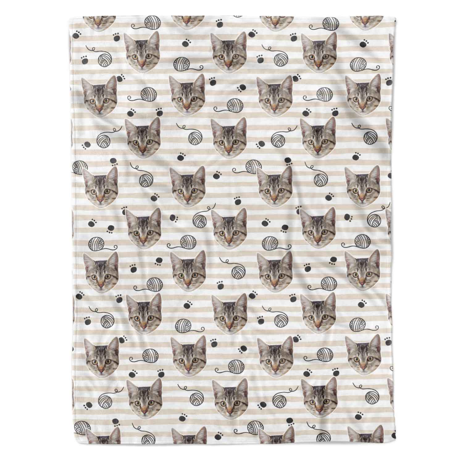 Yarn & Cat Paw Prints Personalised Blanket
