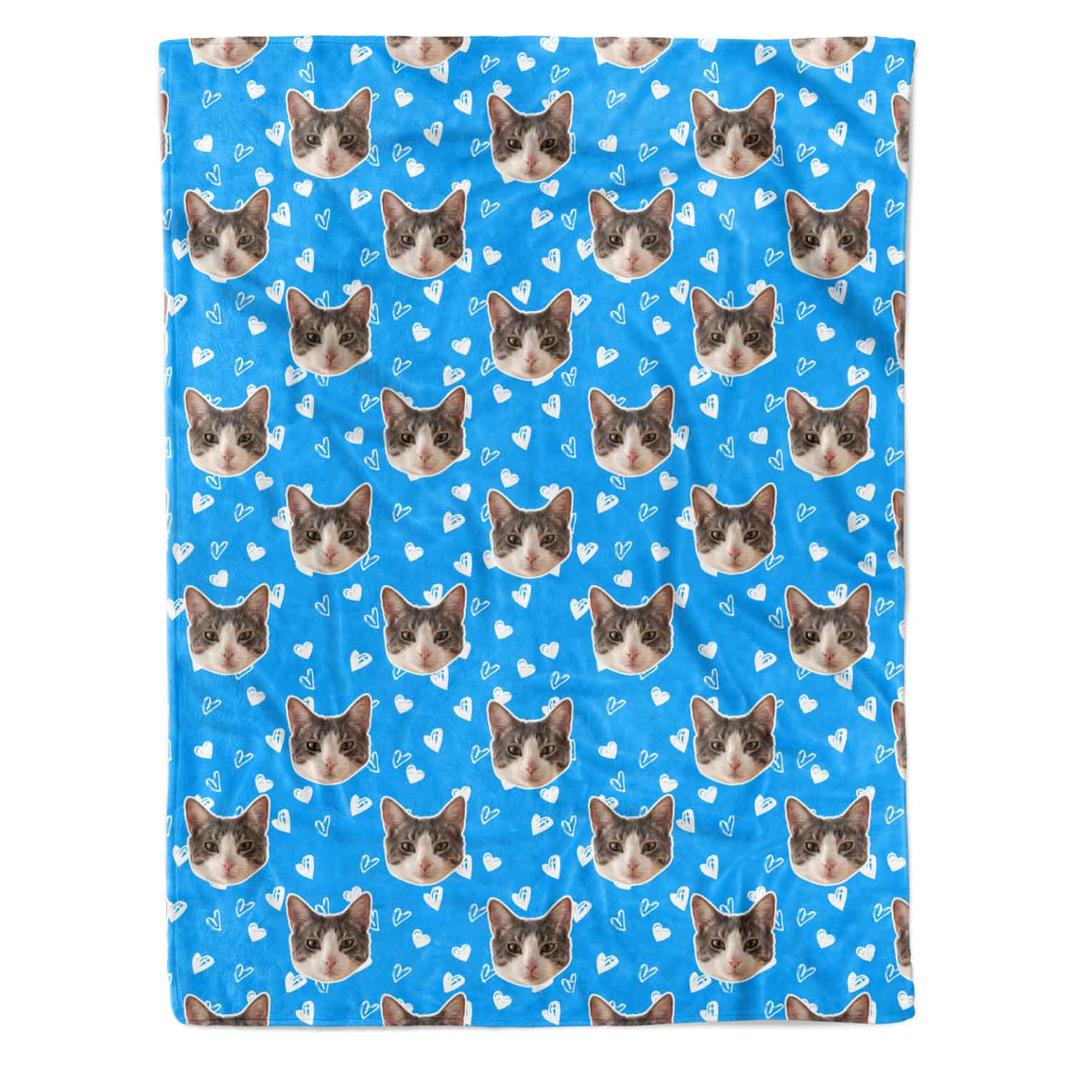 Heart Doodles Cat Faces Personalised Blanket