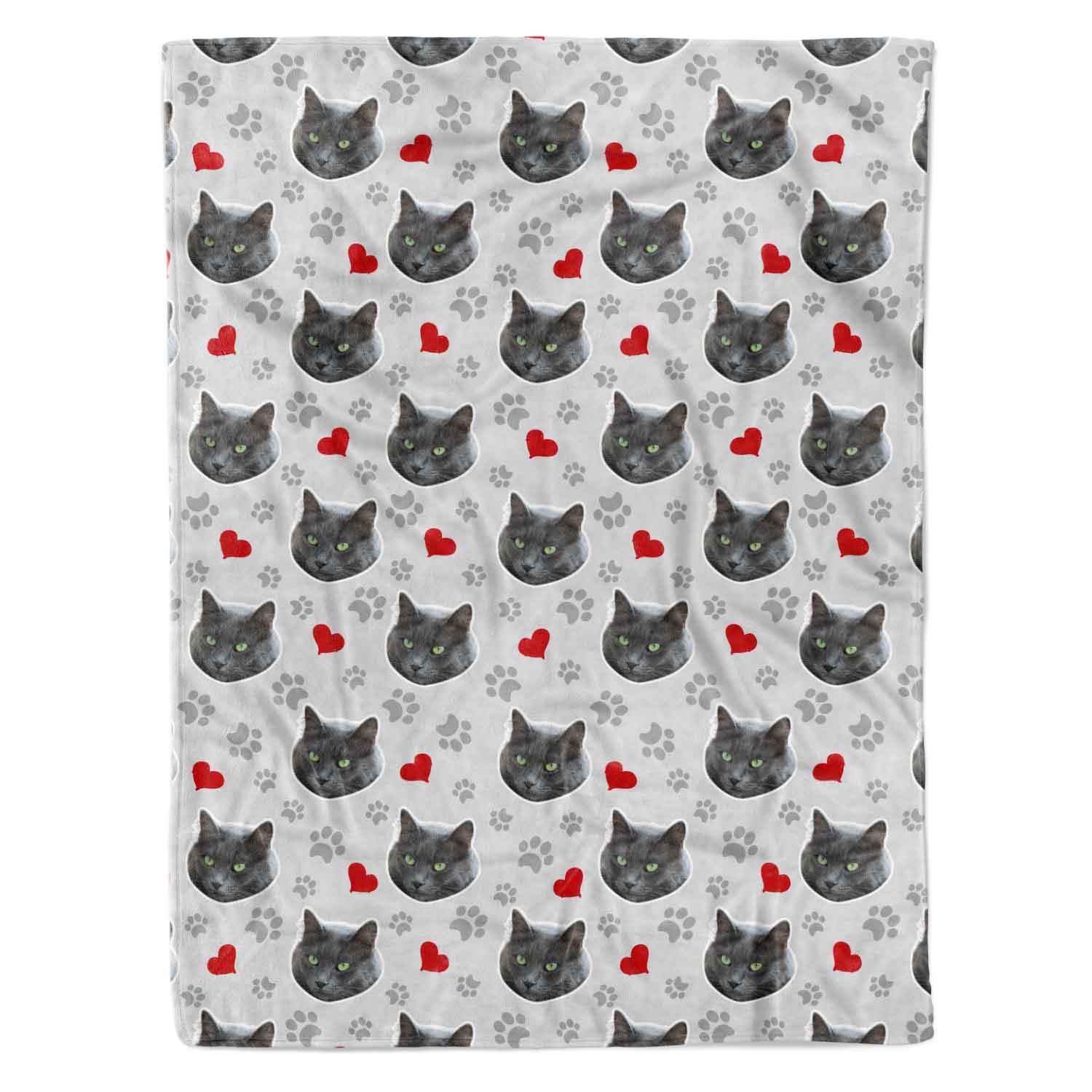 Hearts & Cat Paw Prints Personalised Blanket