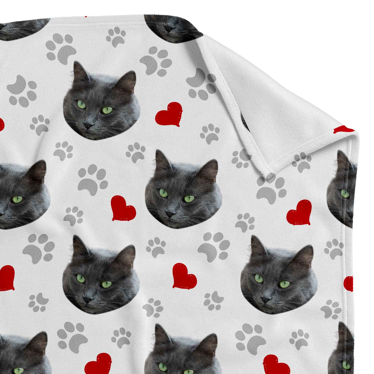 Hearts & Cat Paw Prints Personalised Blanket