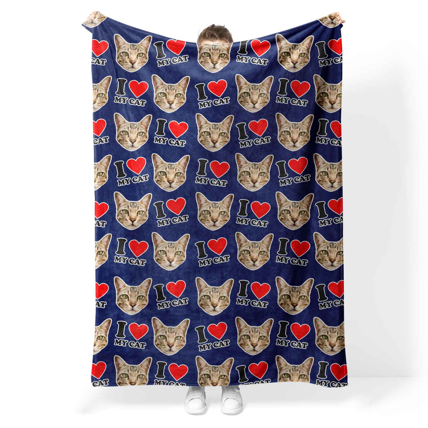 I Love My Cat Personalised Blanket