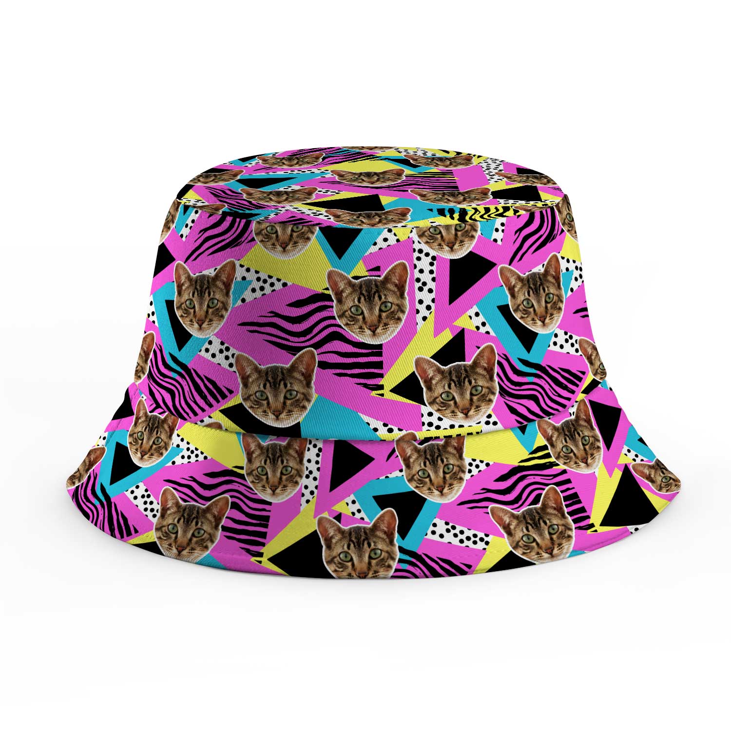 Retro Pink Cat Faces Custom Bucket Hat
