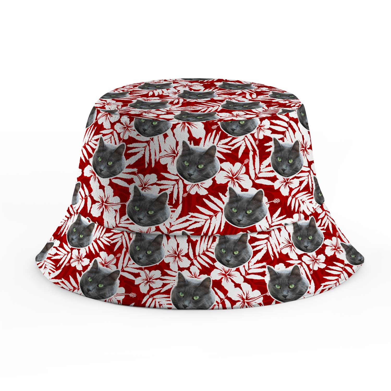Hawaiian Red Cat Faces Custom Bucket Hat