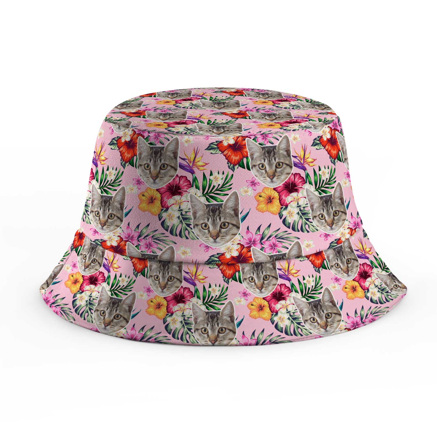 Tropical Hawaiian Cat Faces Custom Bucket Hat