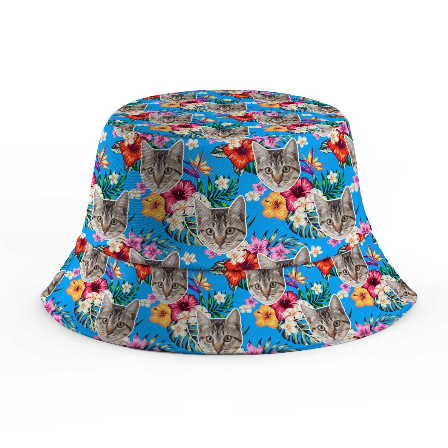 Tropical Hawaiian Cat Faces Custom Bucket Hat