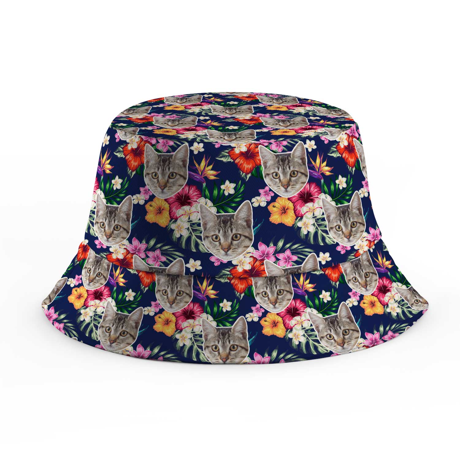 Tropical Hawaiian Cat Faces Custom Bucket Hat