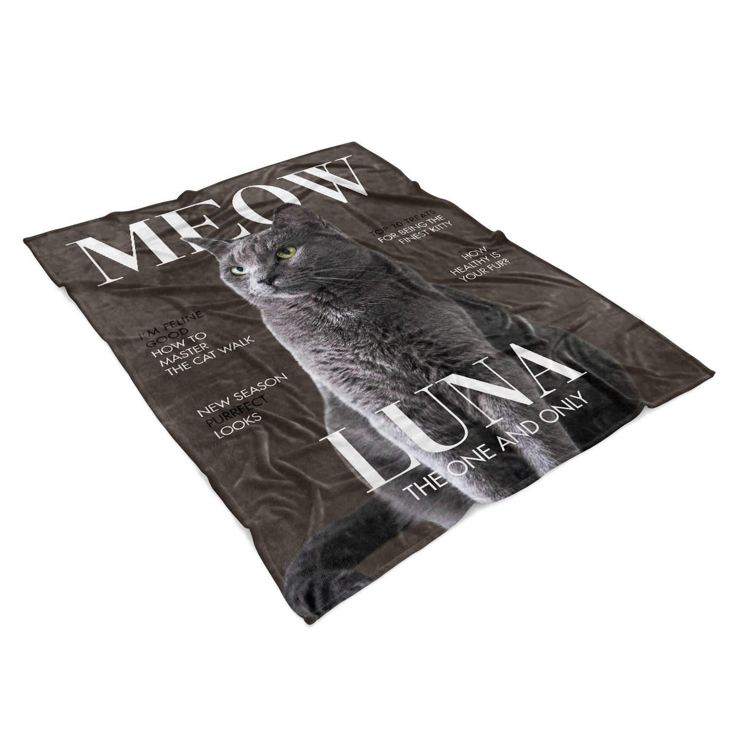 Meow Vogue Fashion Magazine Cover Personalised Dog Blanket